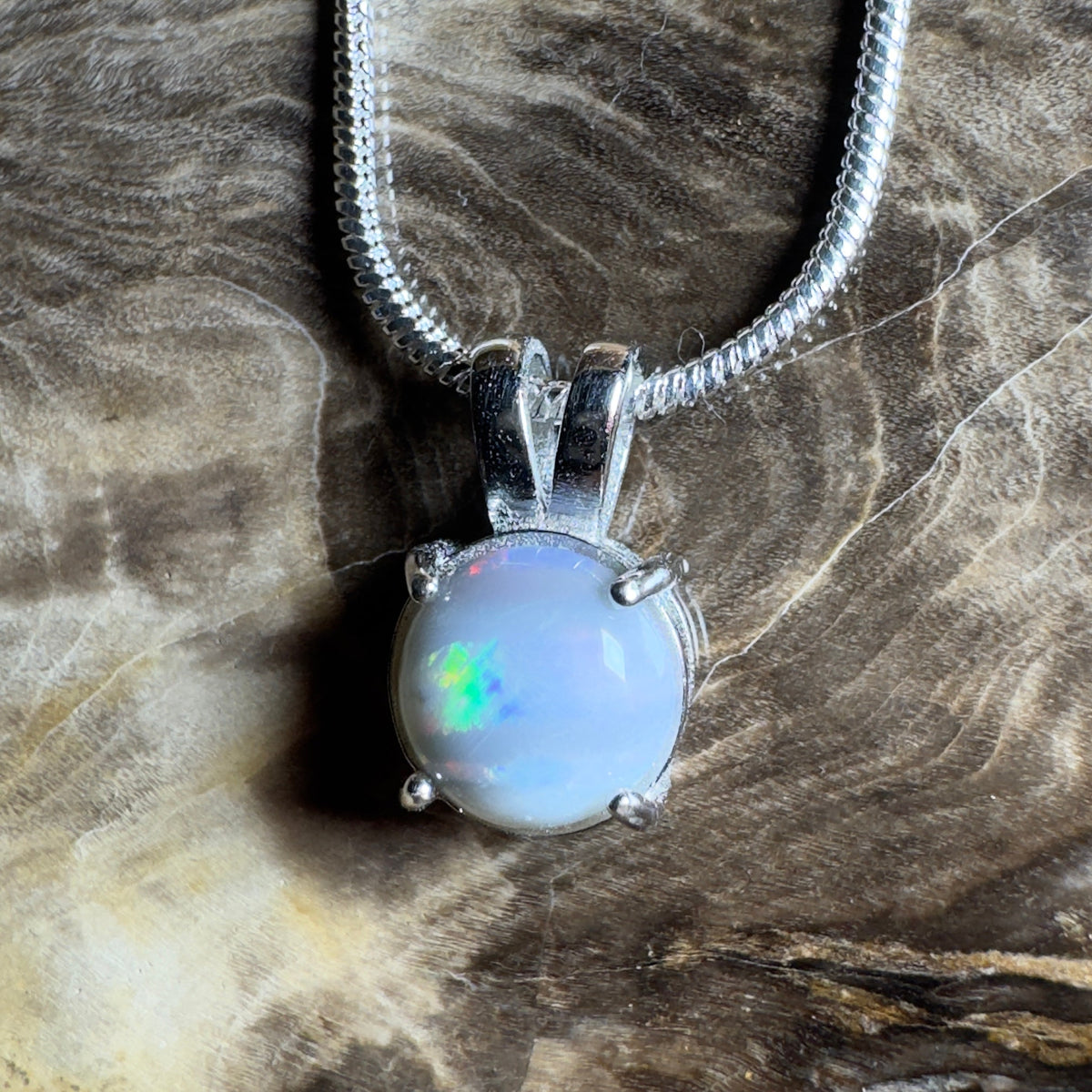 Barossa Mist ~ 1ct Lightning Ridge Opal 925 Silver Pendant