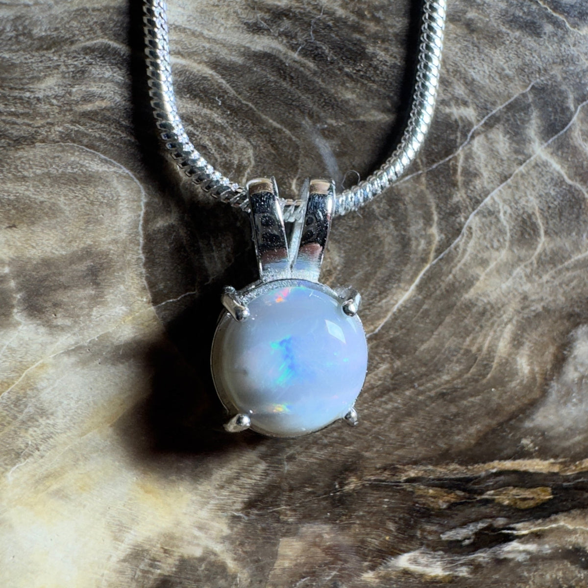 Barossa Mist ~ 1ct Lightning Ridge Opal 925 Silver Pendant