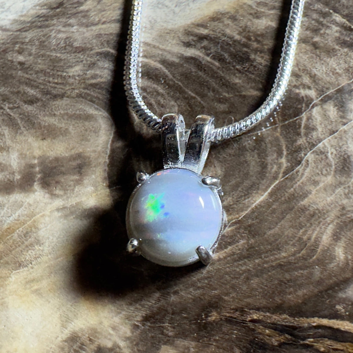 Barossa Mist ~ 1ct Lightning Ridge Opal 925 Silver Pendant