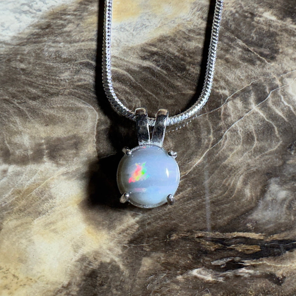 Barossa Mist ~ 1ct Lightning Ridge Opal 925 Silver Pendant