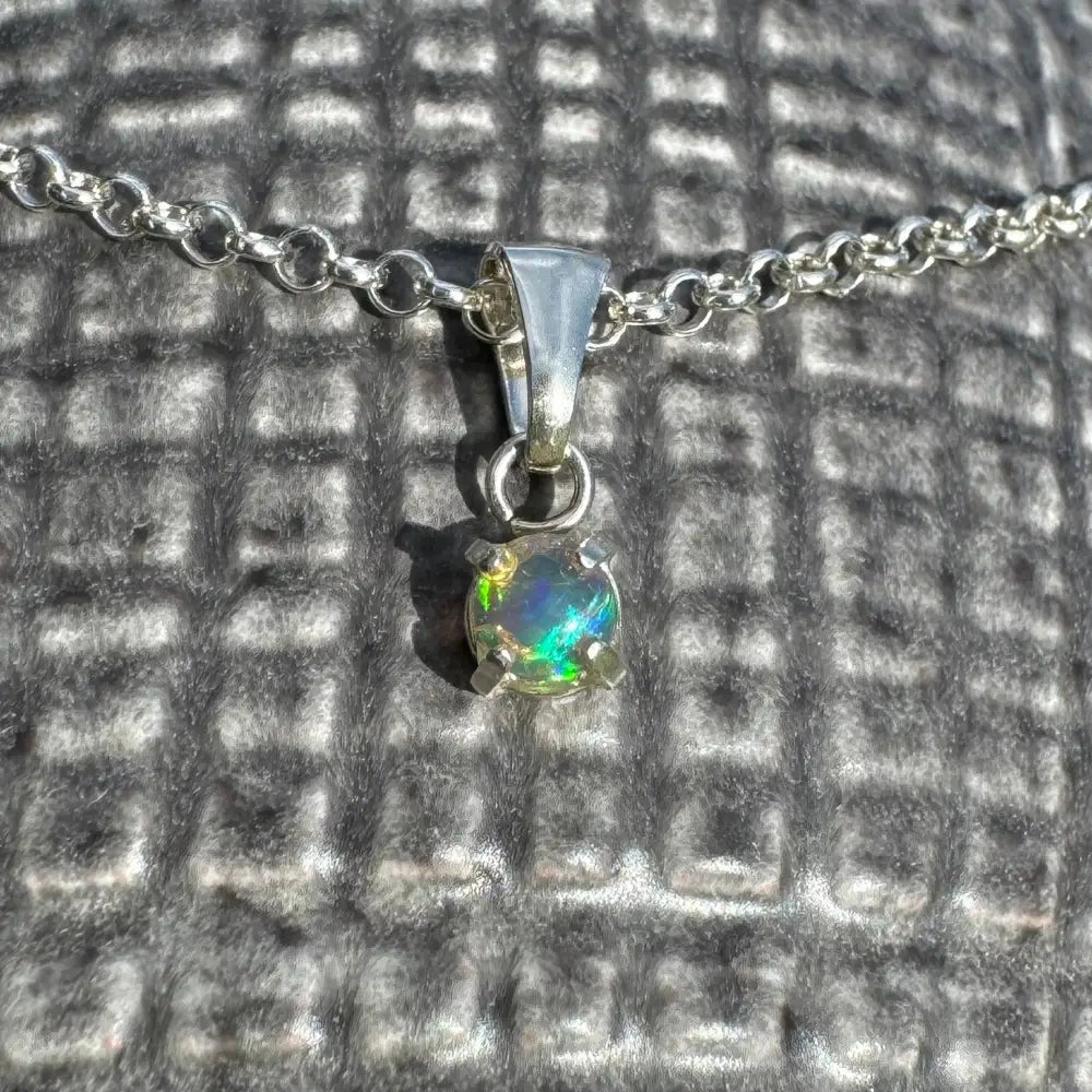 Silver chain necklace with handcrafted Barrier Reef Bliss Opal pendant in Sterling Silver