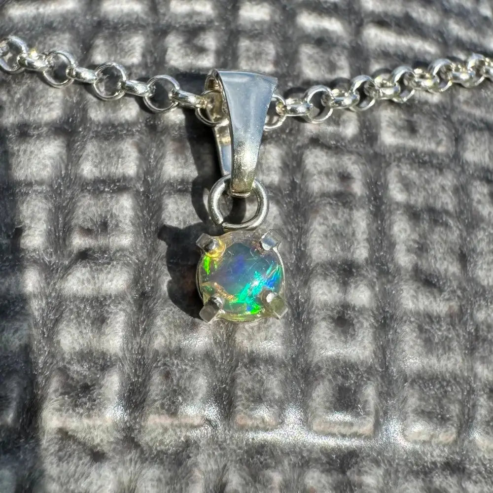 Silver opal pendant necklace from Barrier Reef Bliss featuring handcrafted Lightning Ridge opal