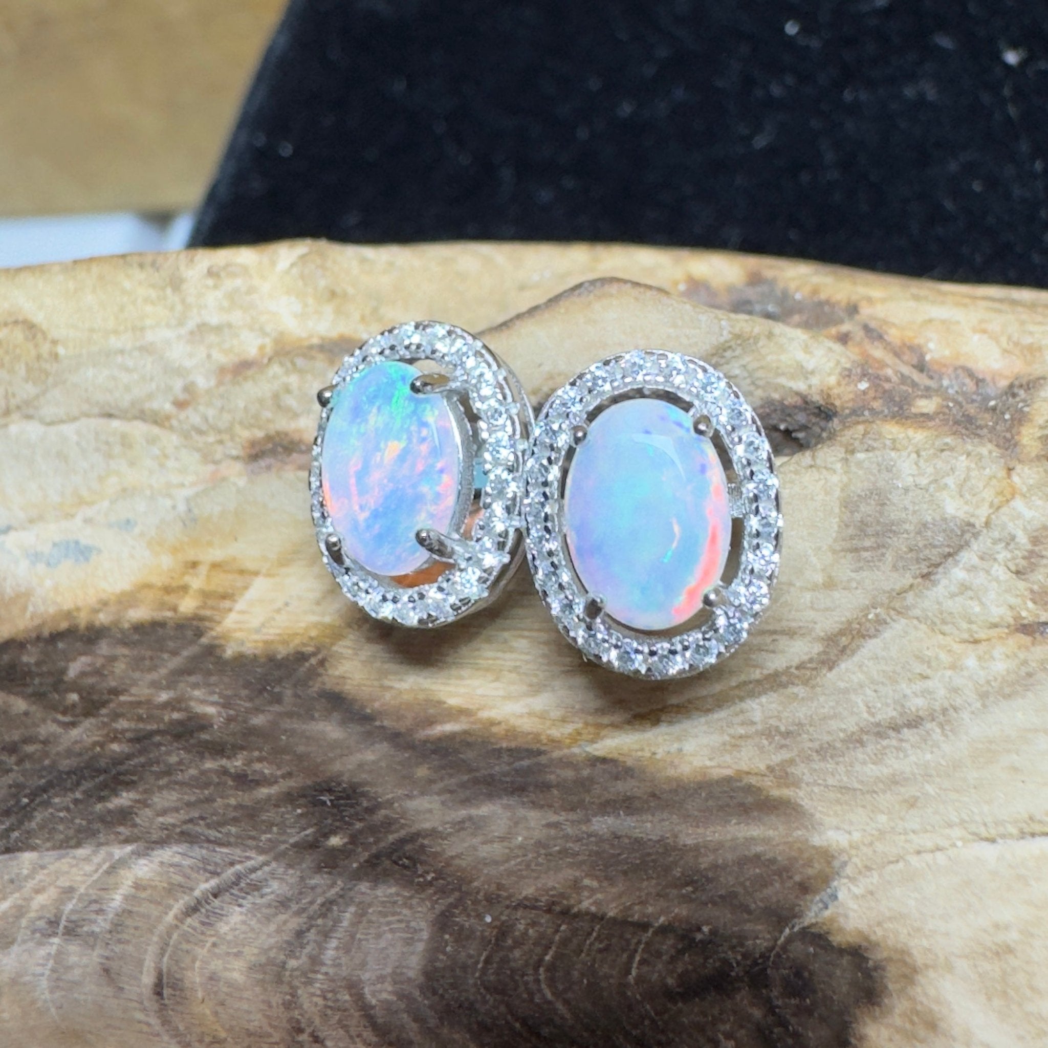 Bell Gorge Glimmer ~ 1.4ct Coober Pedy Opal Sterling Silver Earrings