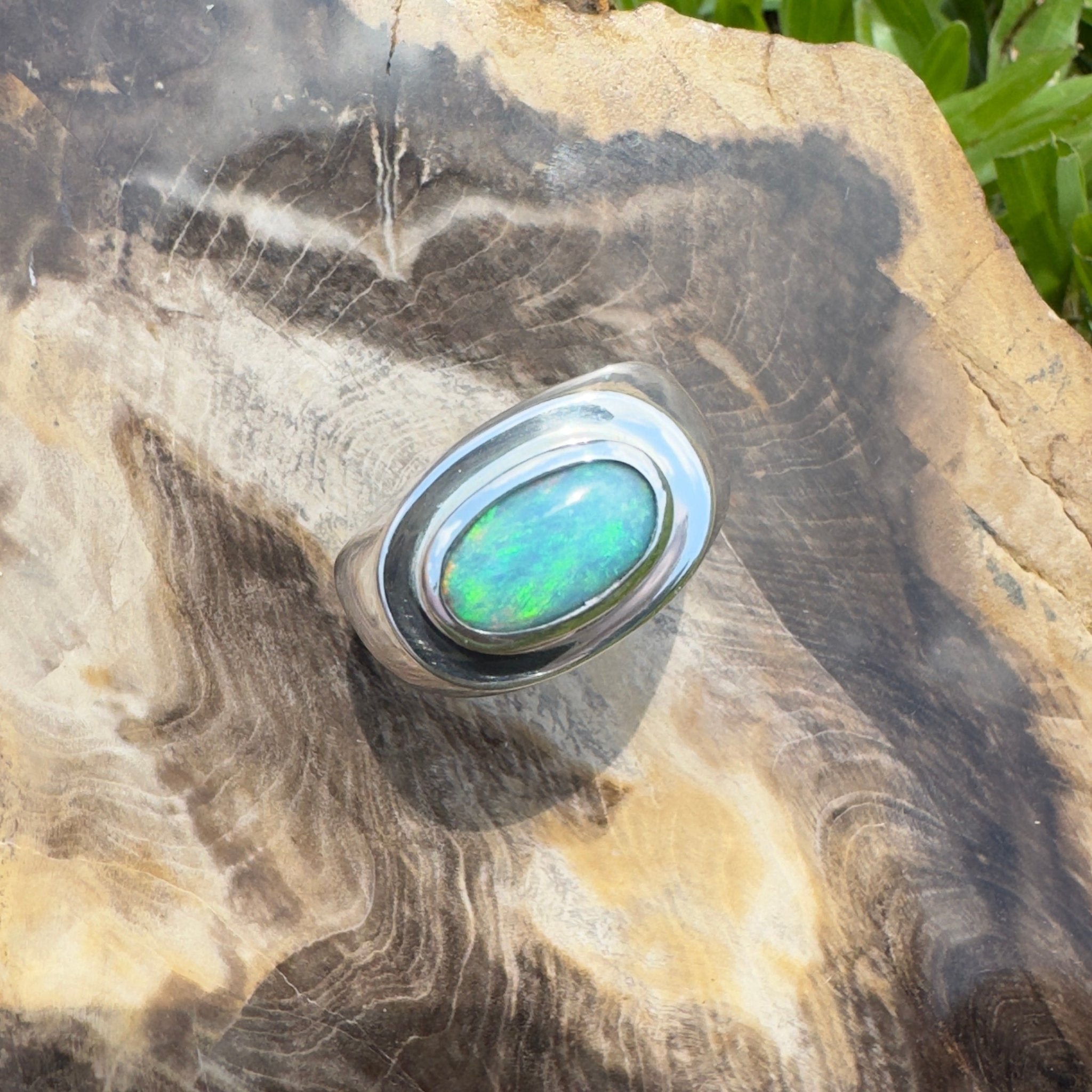 Bells Beach Blues ~ 1.9ct Solid Lightning Ridge Black Opal 925 Silver Ring