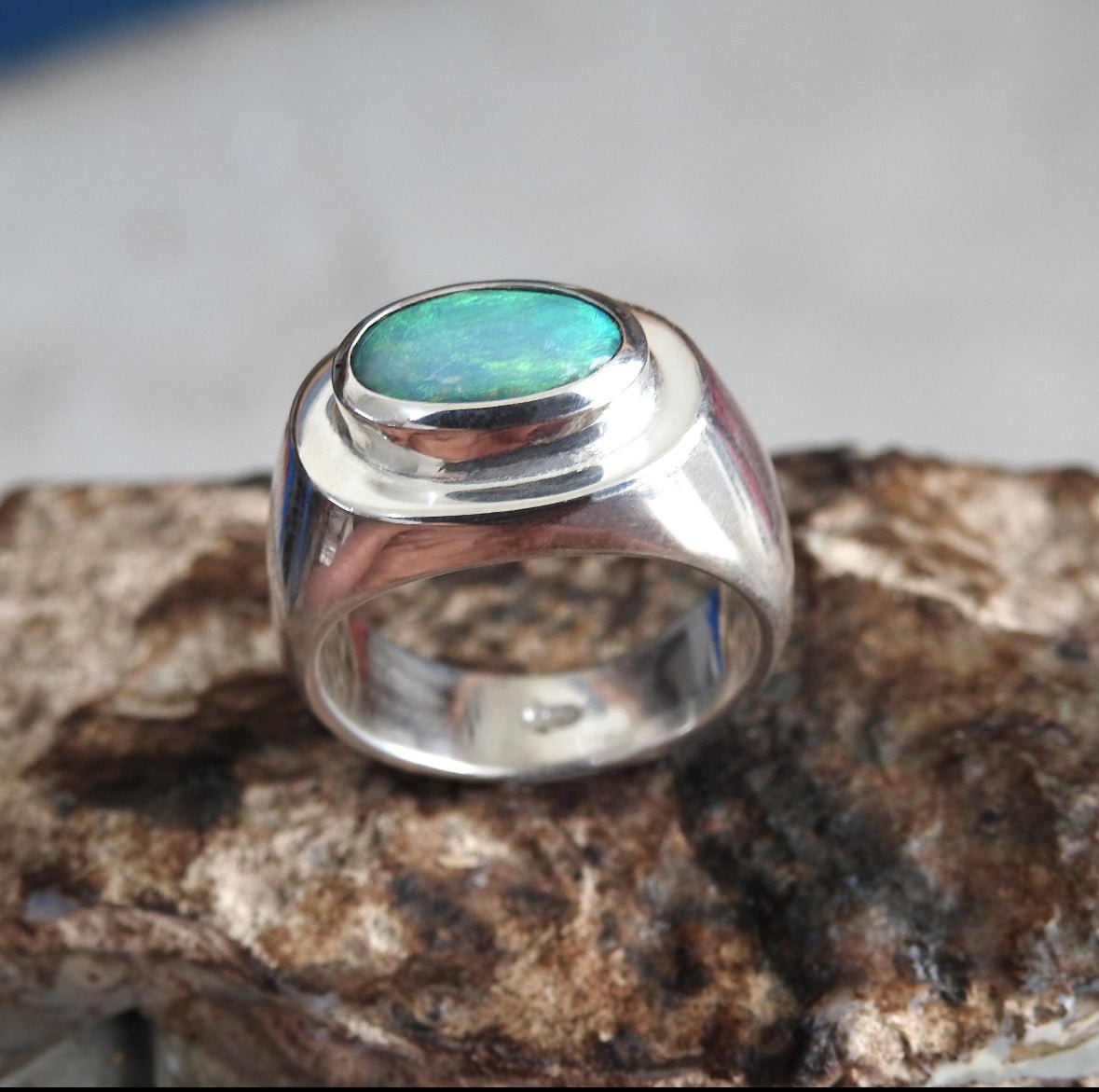 Bells Beach Blues ~ 1.9ct Solid Lightning Ridge Black Opal 925 Silver Ring