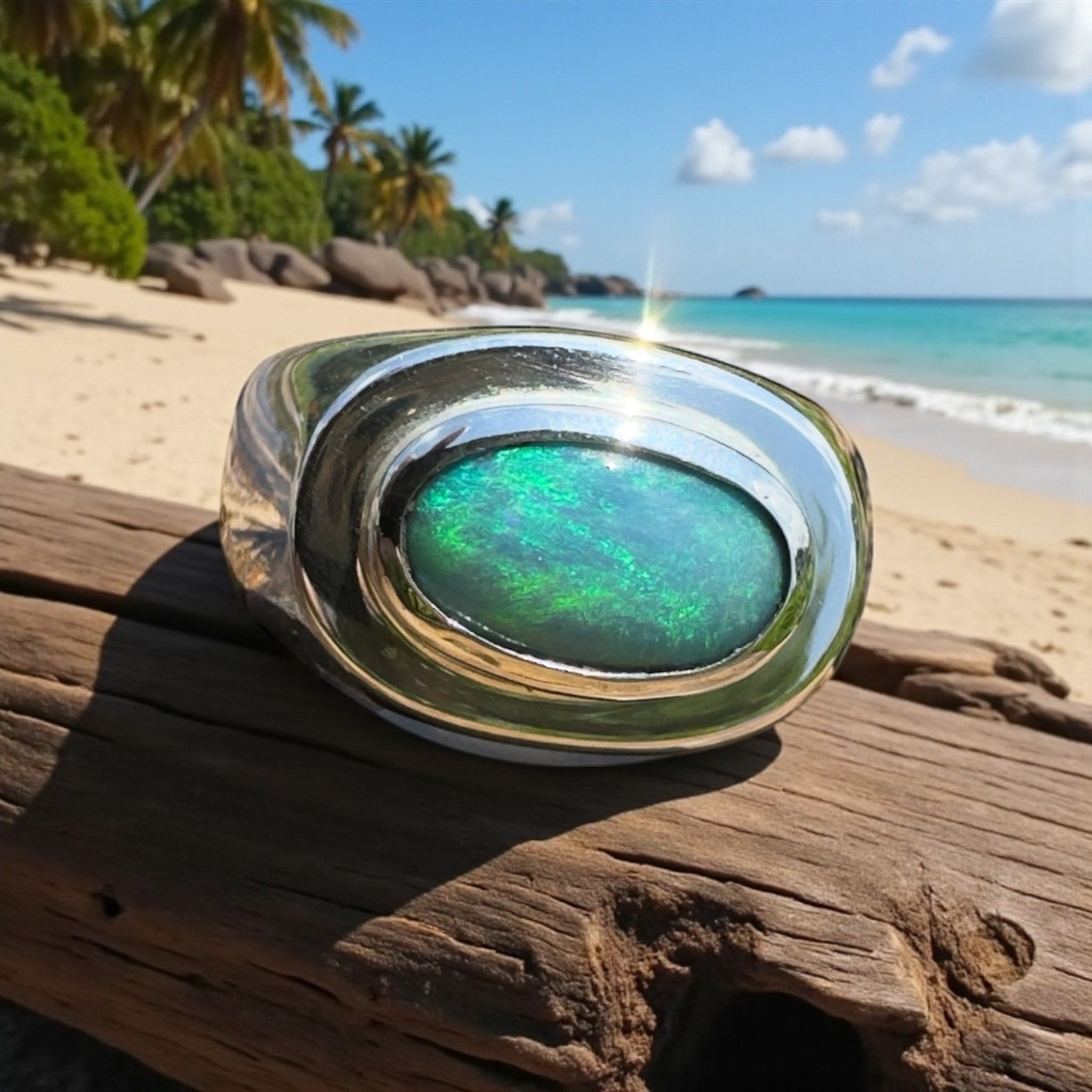 Bells Beach Blues ~ 1.9ct Solid Lightning Ridge Black Opal 925 Silver Ring