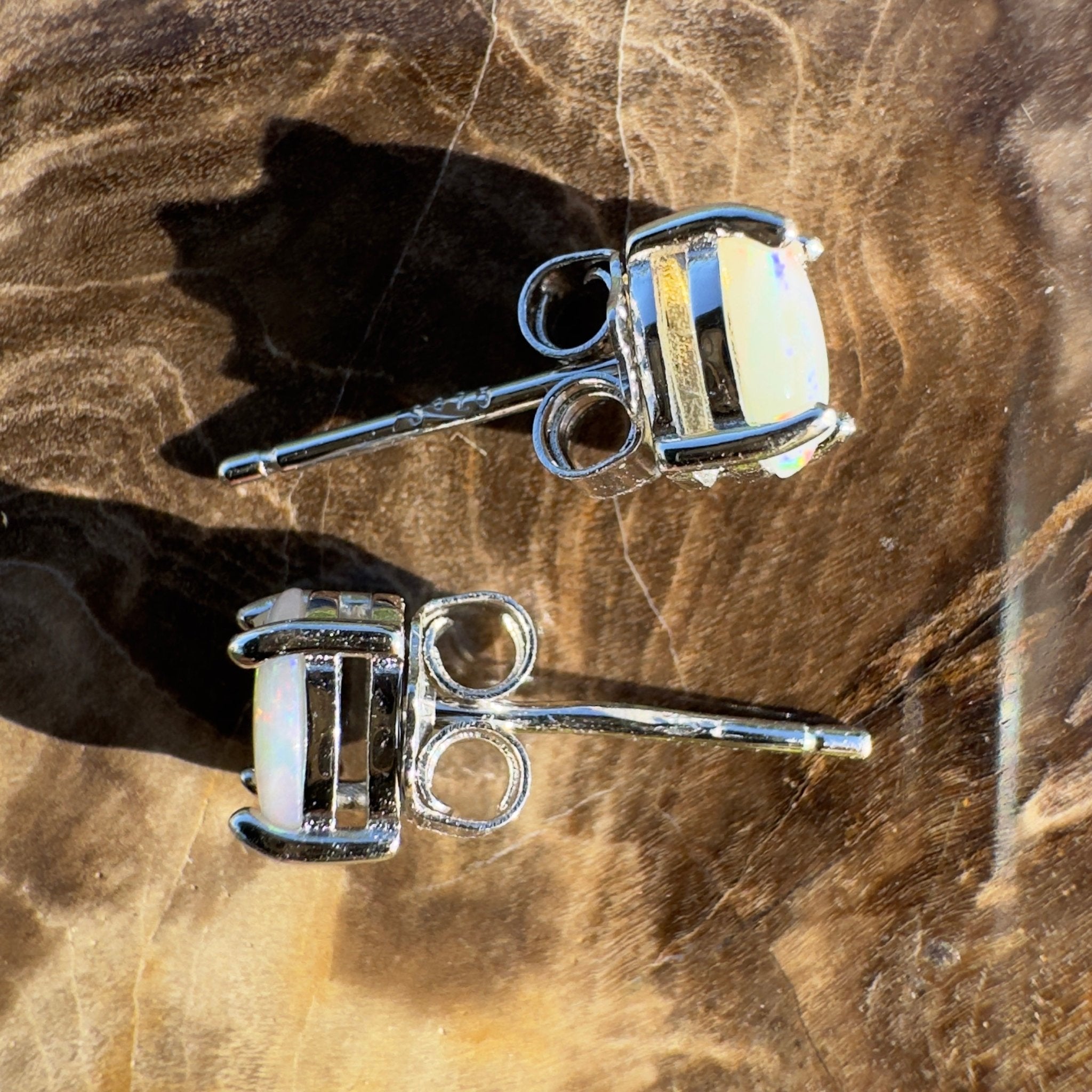 Bells Beach Brightness ~ 0.6ct Coober Pedy Opal Sterling Silver Earrings