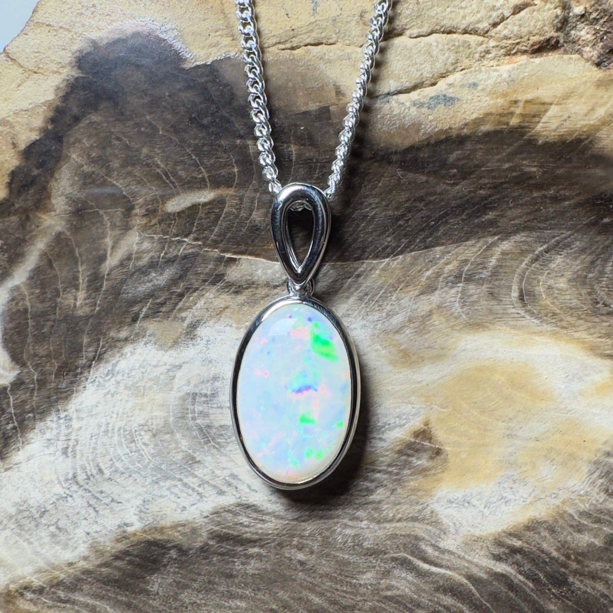Binalong Light ~3.75ct Coober Pedy Opal 925 Silver Pendant