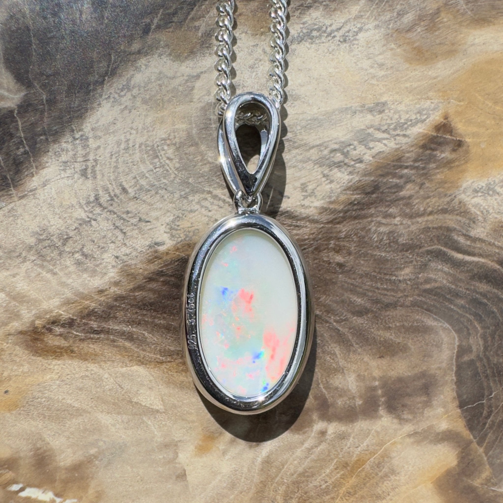 Binalong Light ~3.75ct Coober Pedy Opal 925 Silver Pendant