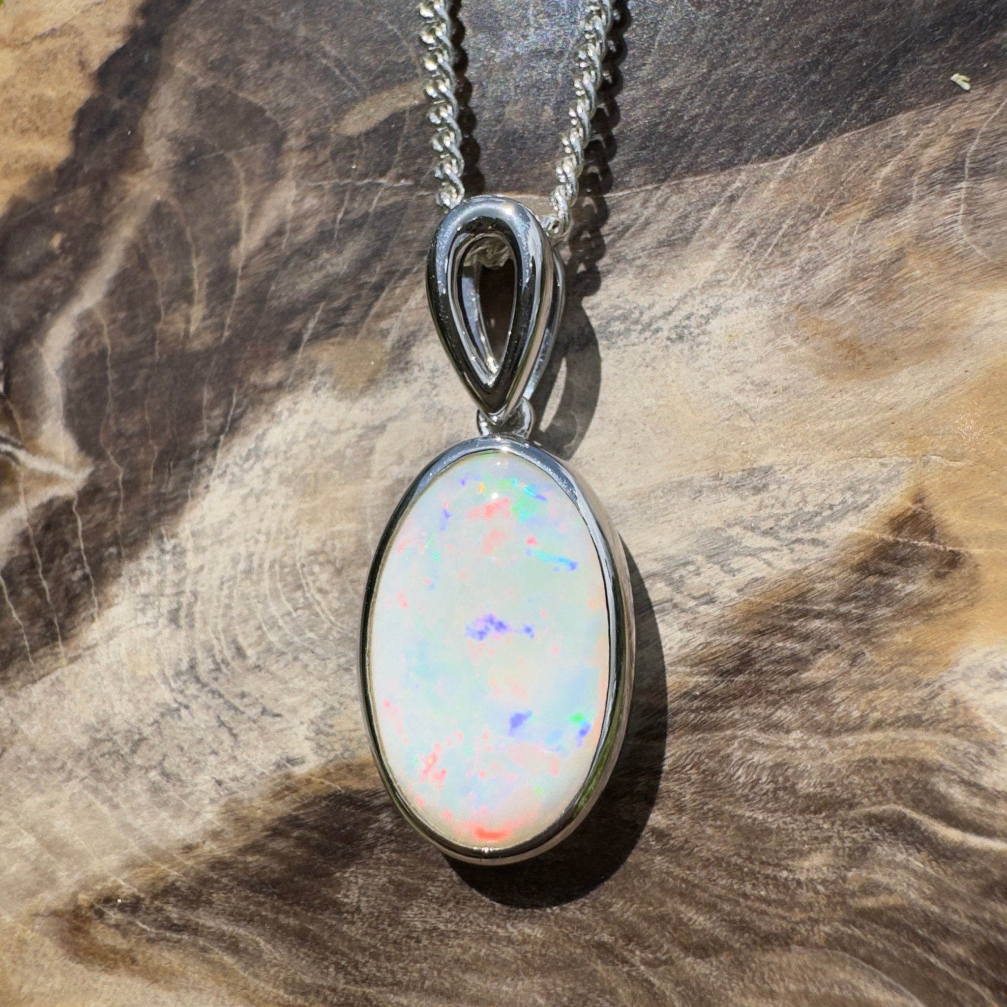 Binalong Light ~3.75ct Coober Pedy Opal 925 Silver Pendant