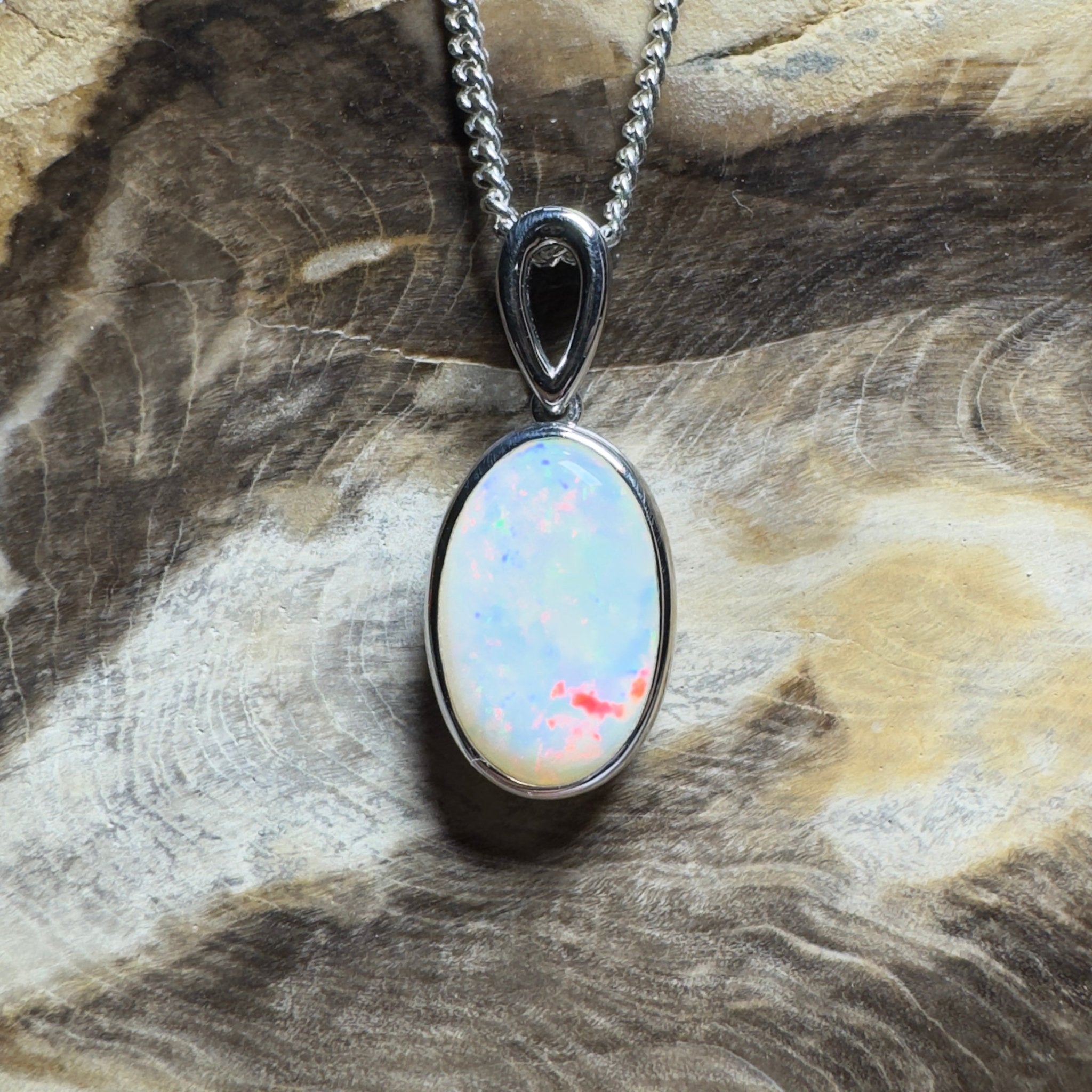 Binalong Light ~3.75ct Coober Pedy Opal 925 Silver Pendant