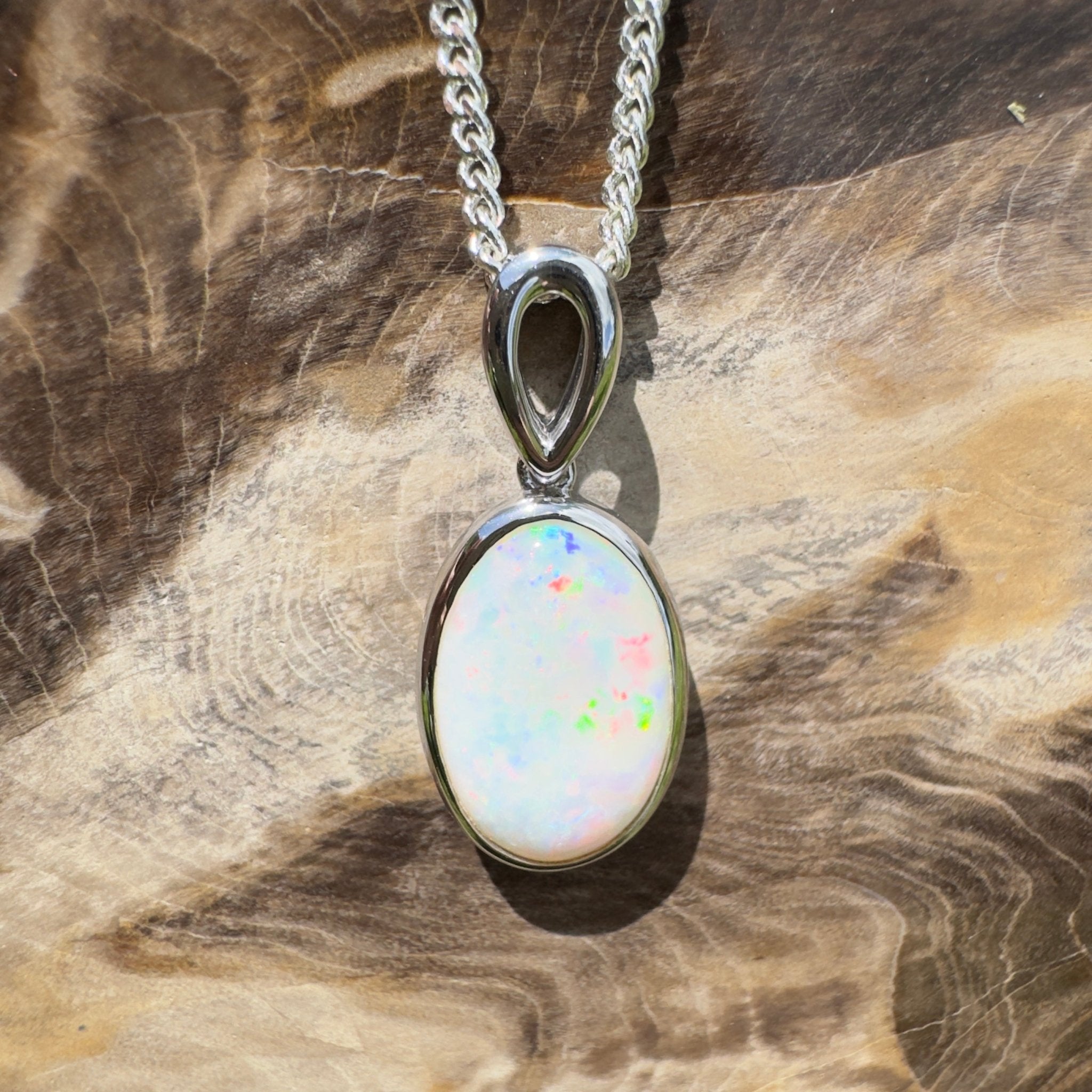 Binalong Light ~3.75ct Coober Pedy Opal 925 Silver Pendant