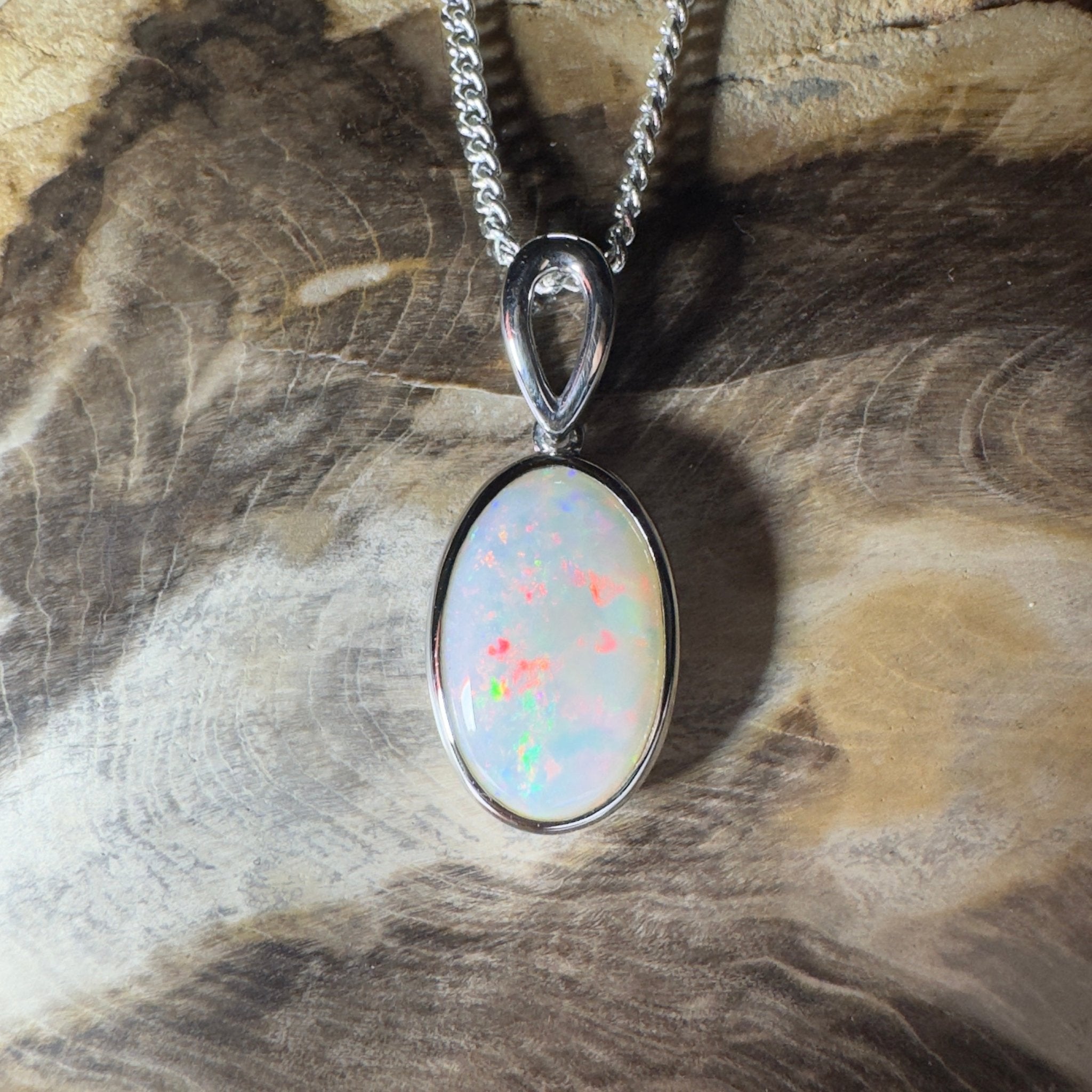 Binalong Light ~3.75ct Coober Pedy Opal 925 Silver Pendant