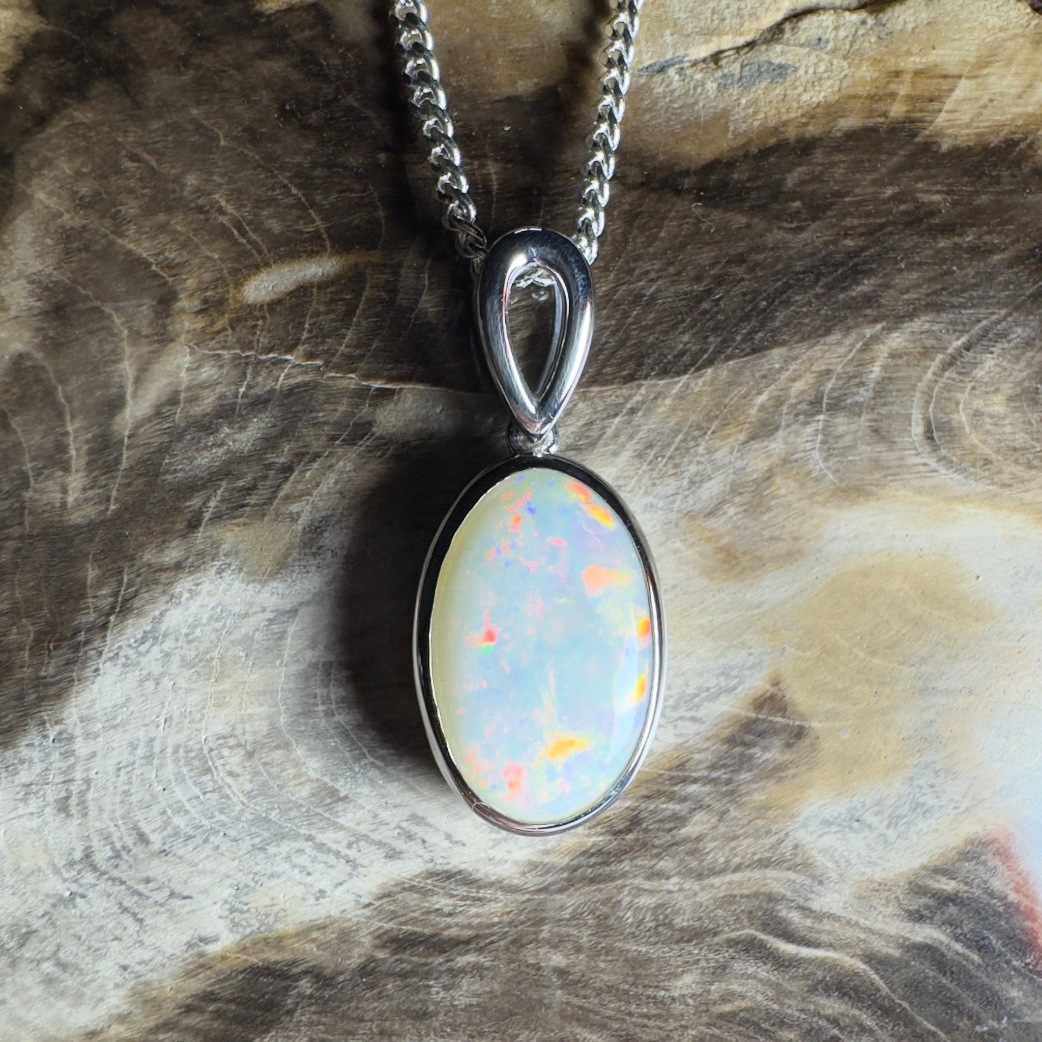 Binalong Light ~3.75ct Coober Pedy Opal 925 Silver Pendant