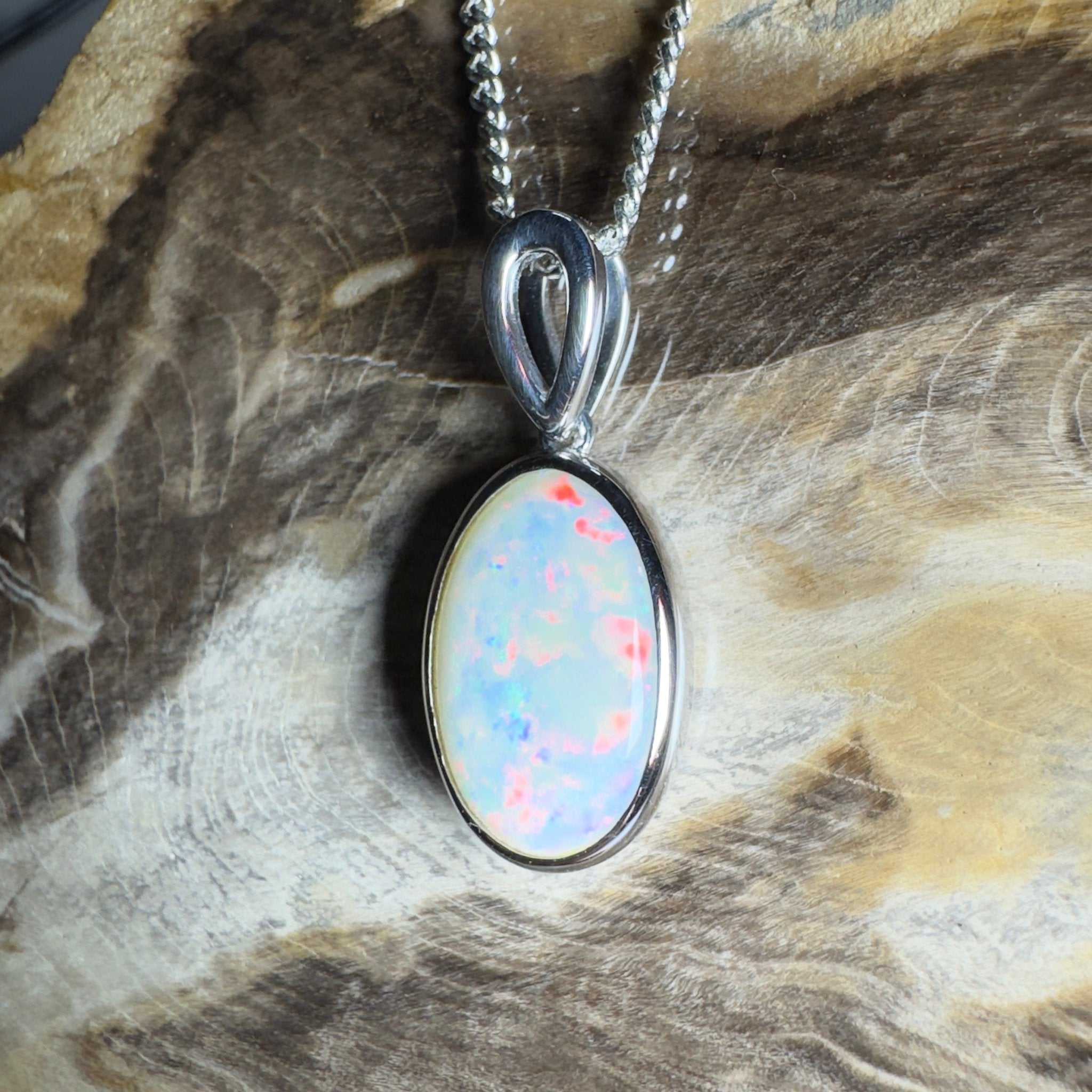 Binalong Light ~3.75ct Coober Pedy Opal 925 Silver Pendant