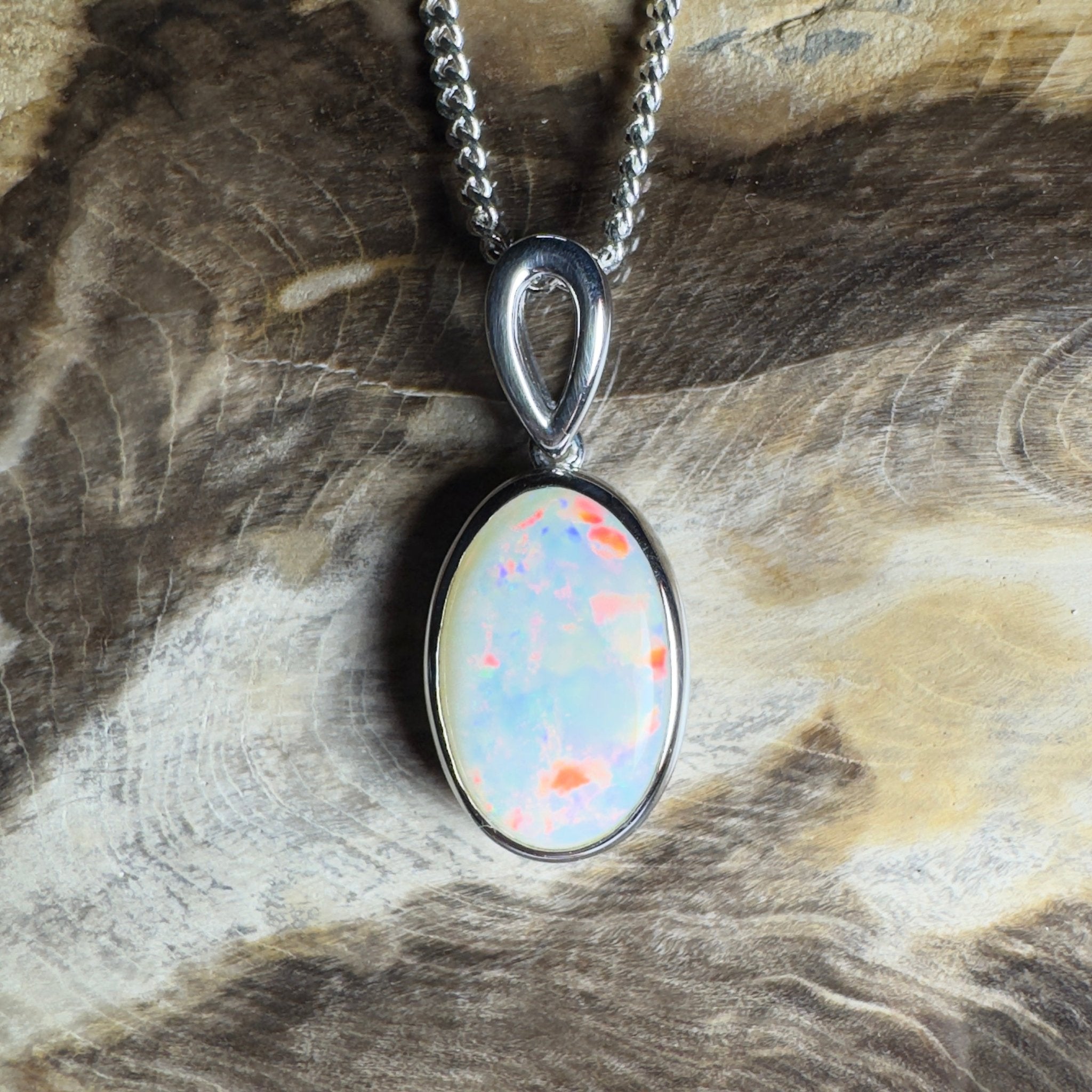 Binalong Light ~3.75ct Coober Pedy Opal 925 Silver Pendant