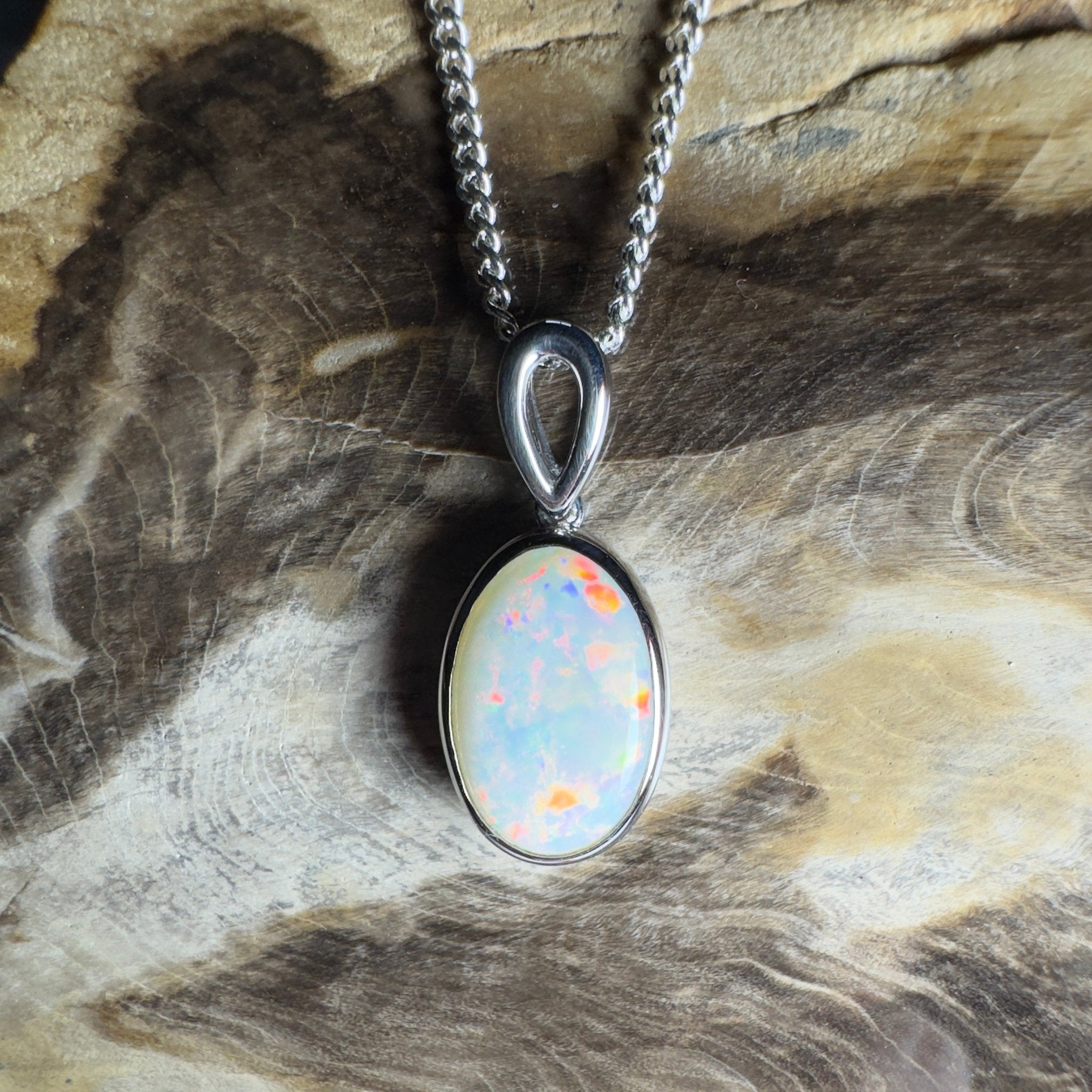 Binalong Light ~3.75ct Coober Pedy Opal 925 Silver Pendant