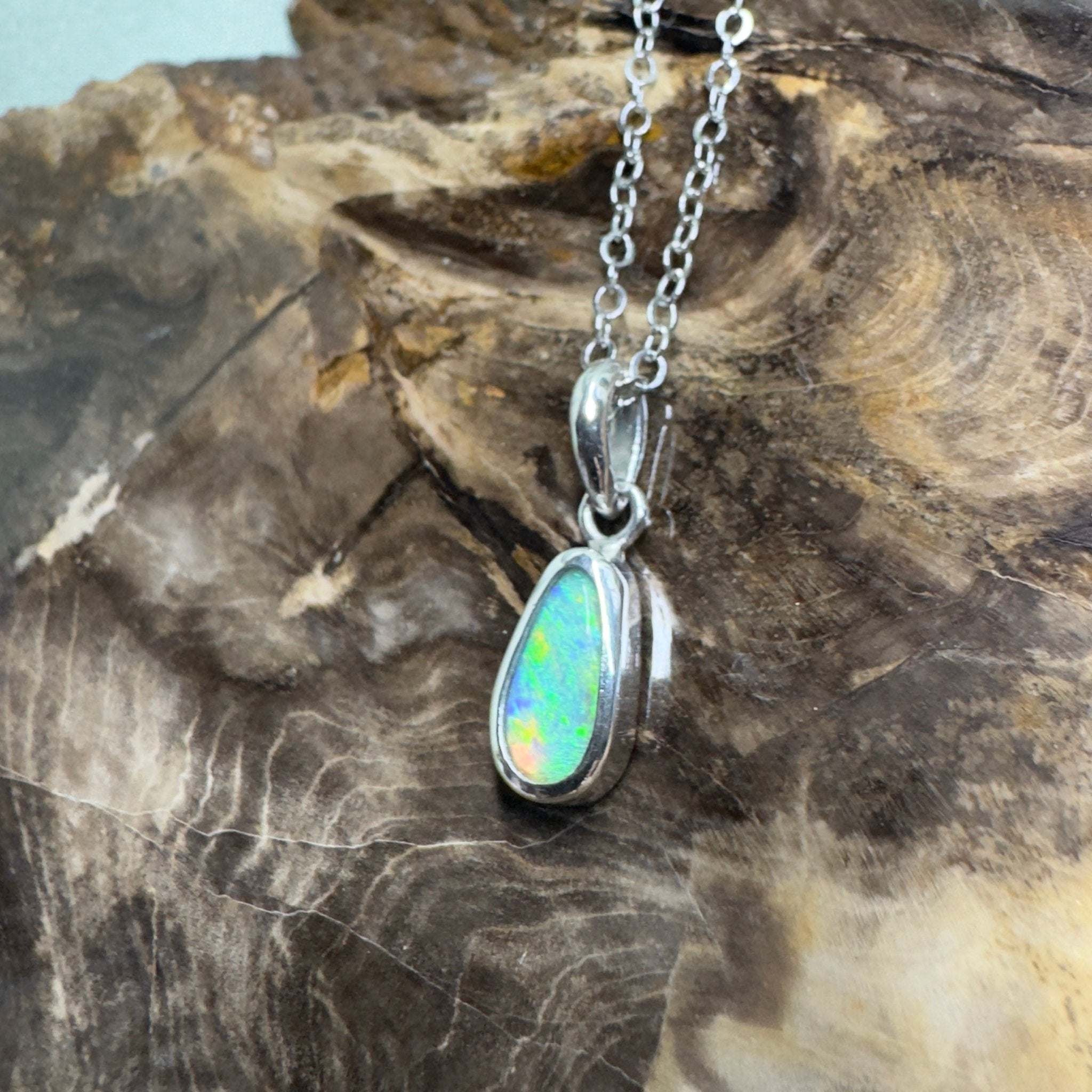 Blue Bay ~ 0.8ct Lightning Ridge Opal 925 Silver Pendant