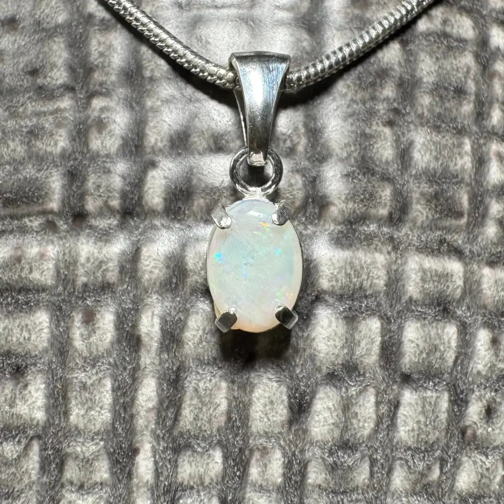 'Blue Gum Radiance' ~ Handcrafted 0.6ct Solid Coober Pedy Opal 925 Sterling Silver Pendant Necklace