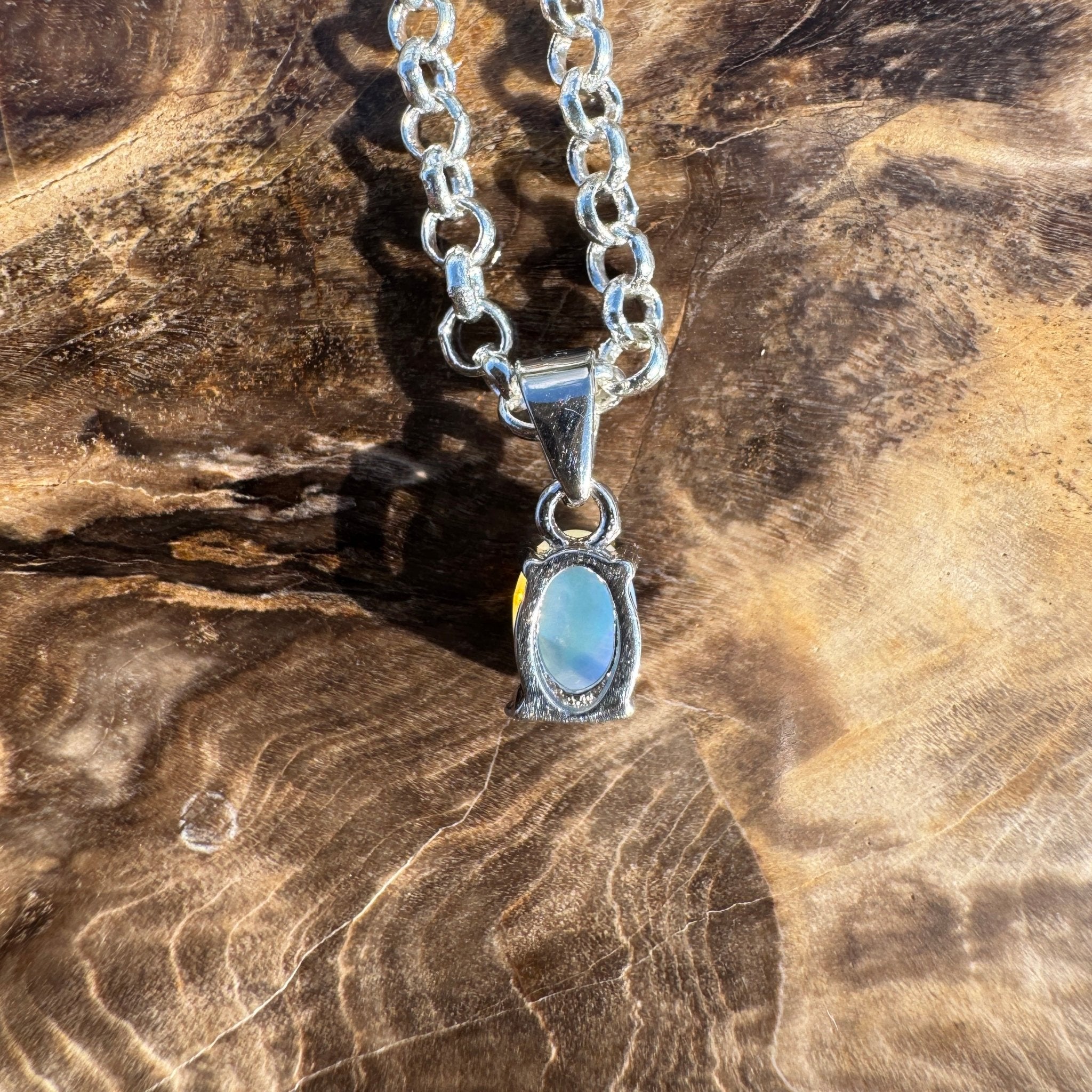 Blue Like Bondi ~ 0.5ct Solid Lightning Ridge Opal 925 Sterling Silver Pendant Necklace
