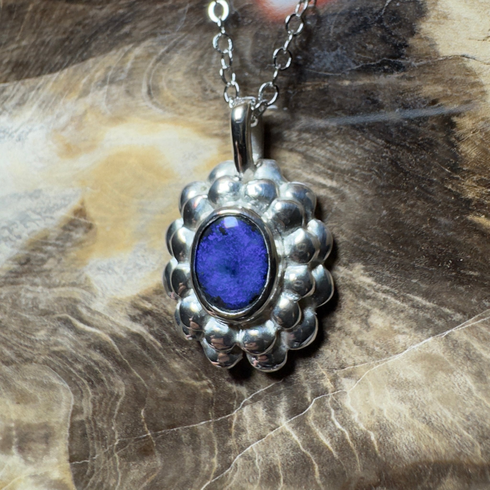 Blue Mountains Star ~ 0.8ct Lightning Ridge Black Opal 925 Silver Pendant