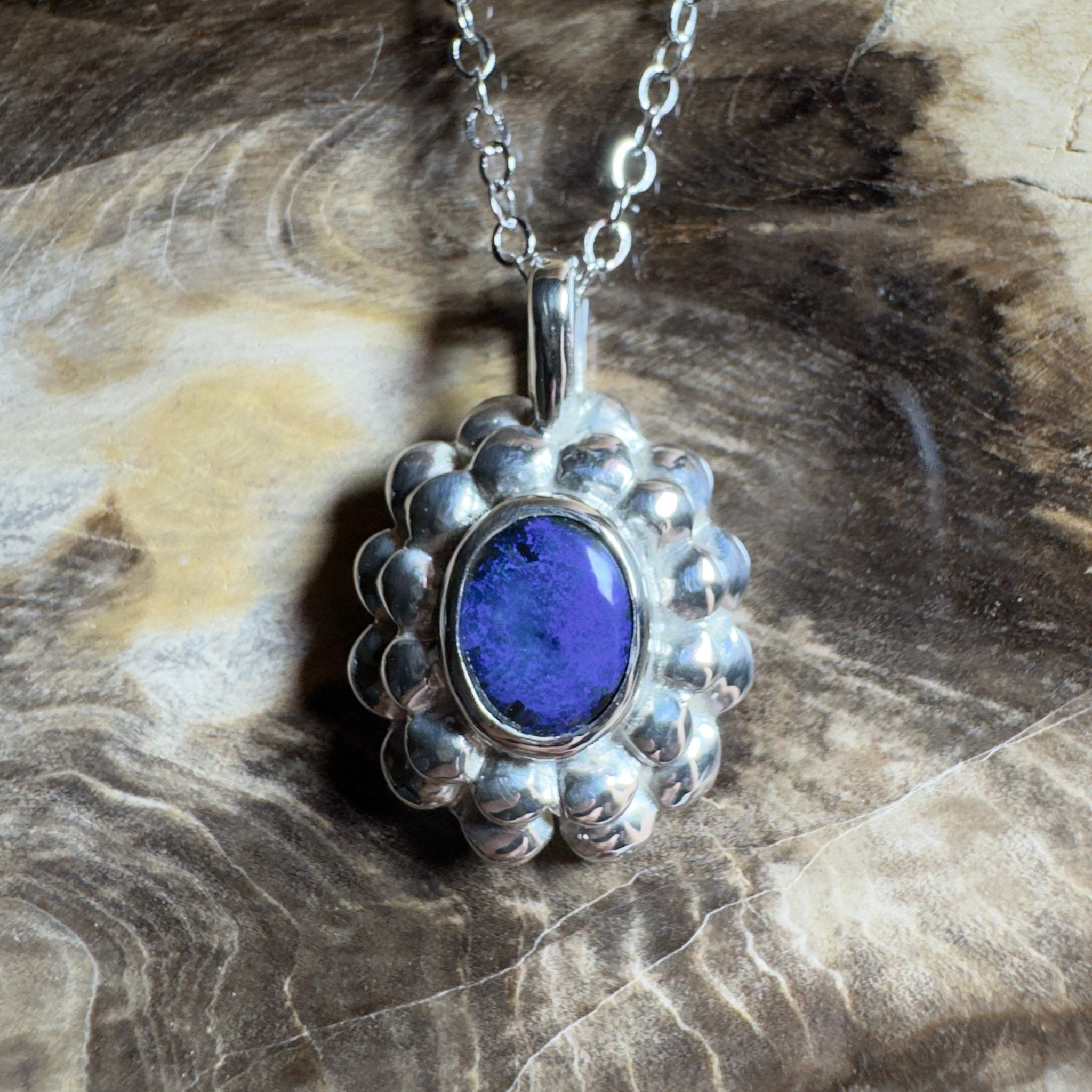 Blue Mountains Star ~ 0.8ct Lightning Ridge Black Opal 925 Silver Pendant