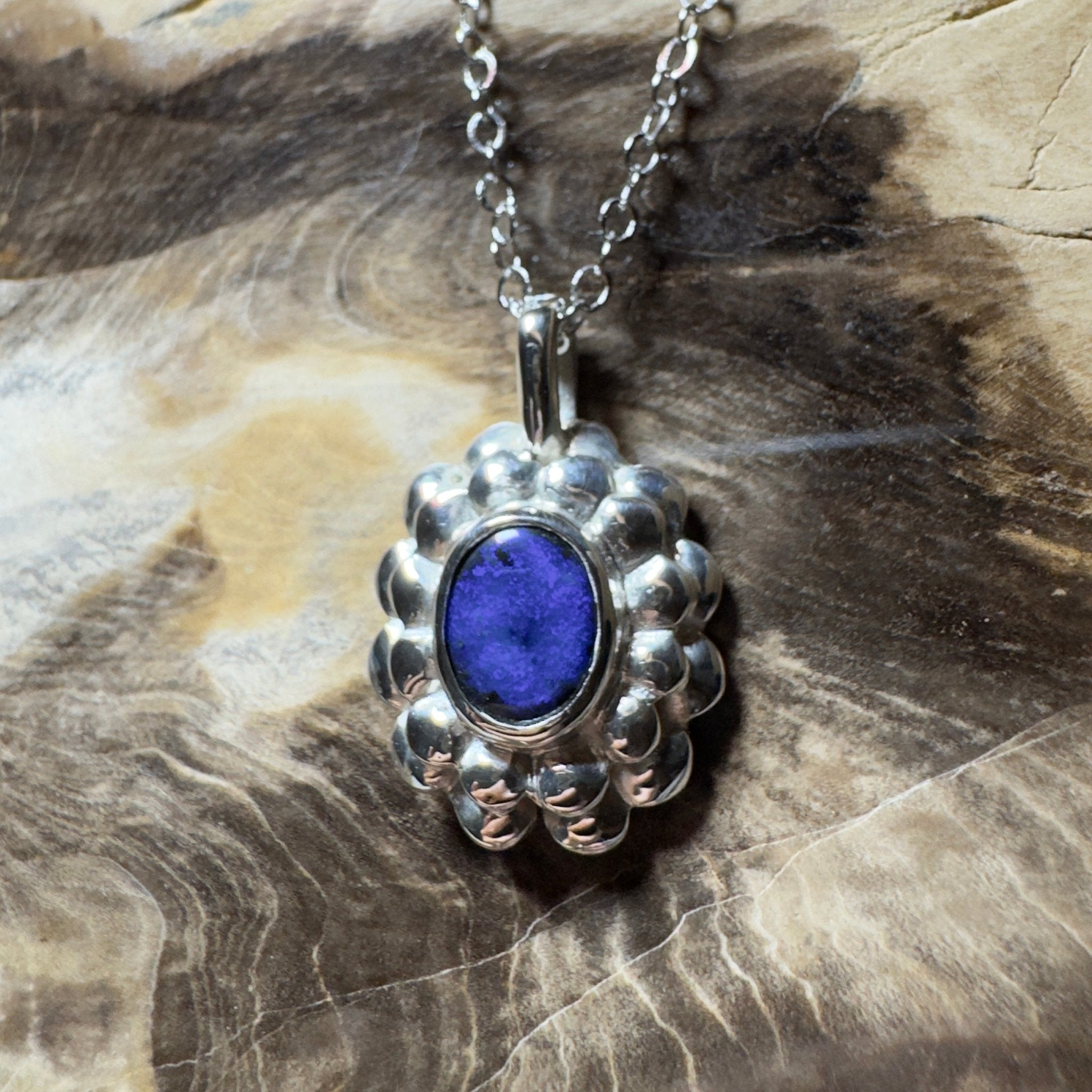 Blue Mountains Star ~ 0.8ct Lightning Ridge Black Opal 925 Silver Pendant