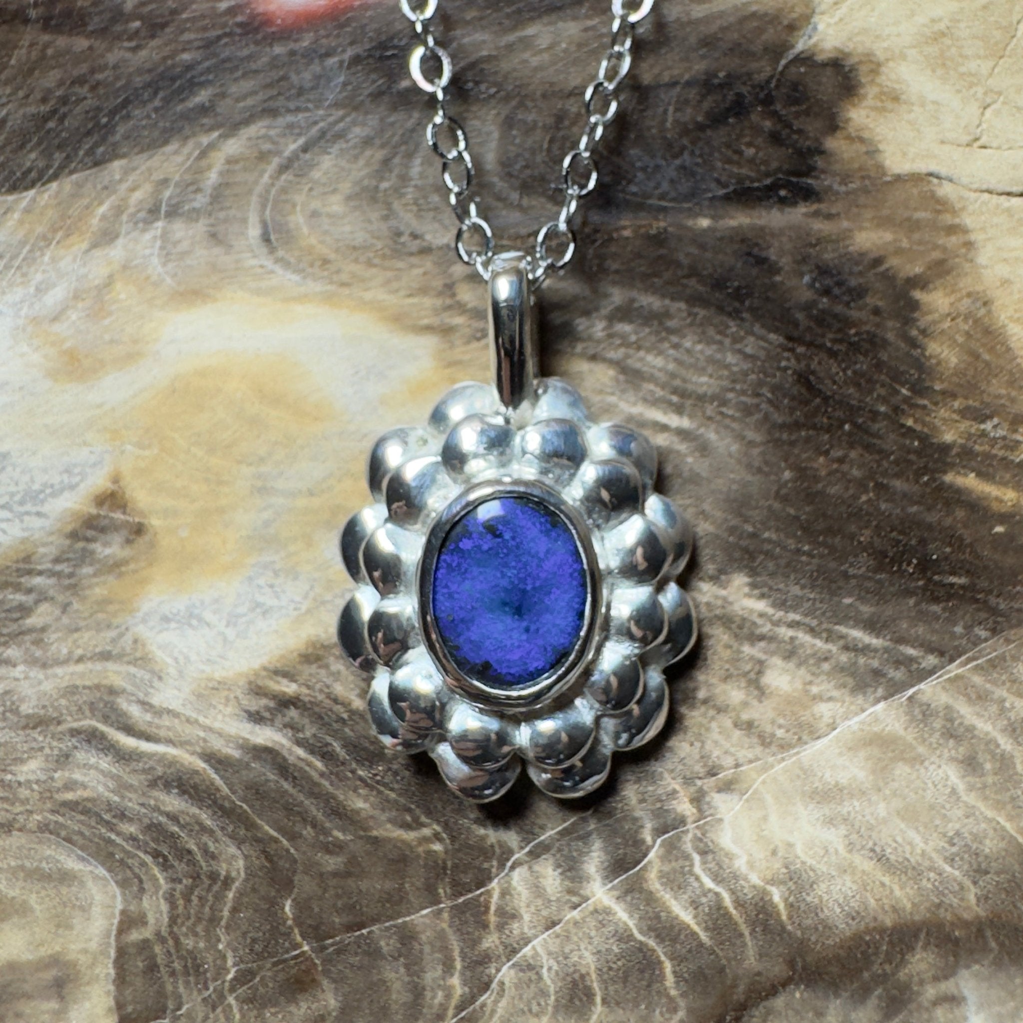 Blue Mountains Star ~ 0.8ct Lightning Ridge Black Opal 925 Silver Pendant