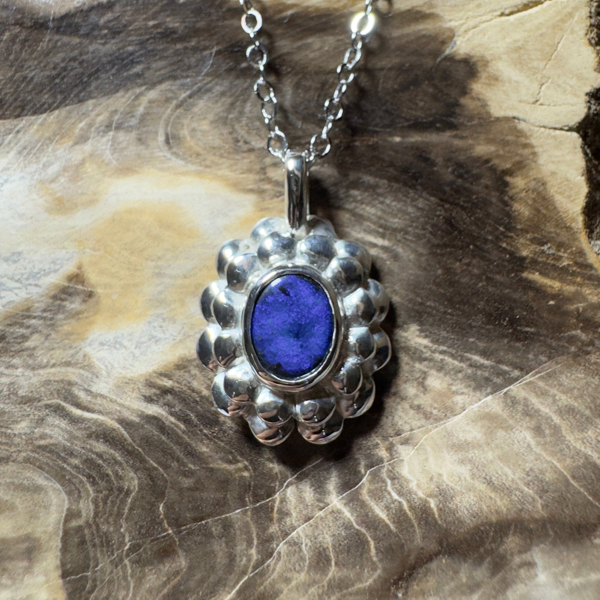 Blue Mountains Star ~ 0.8ct Lightning Ridge Black Opal 925 Silver Pendant