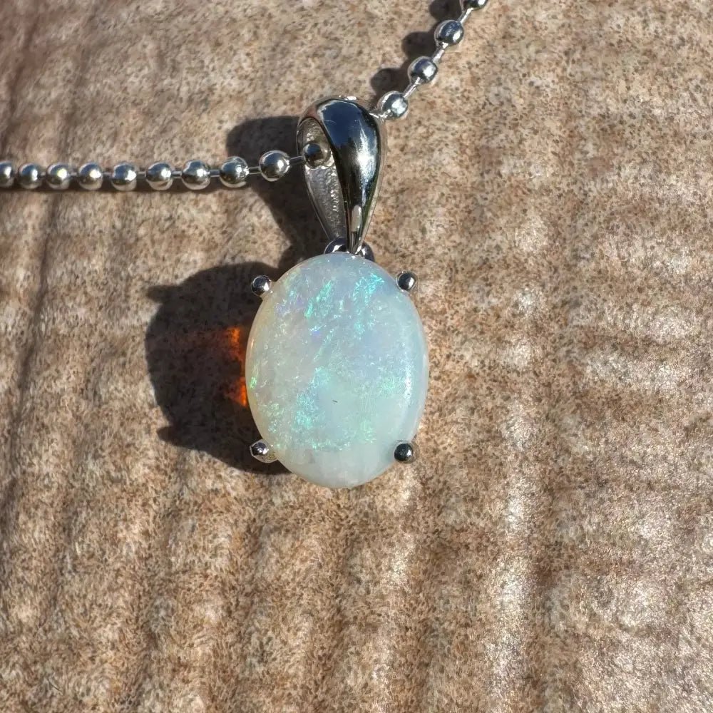 ‘Blue Sky' ~ Handcrafted 1.4ct Solid Lightning Ridge Opal 925 Sterling Silver Pendant Necklace