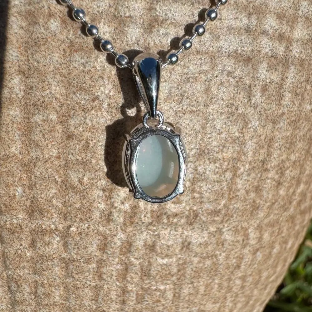 ‘Blue Sky' ~ Handcrafted 1.4ct Solid Lightning Ridge Opal 925 Sterling Silver Pendant Necklace