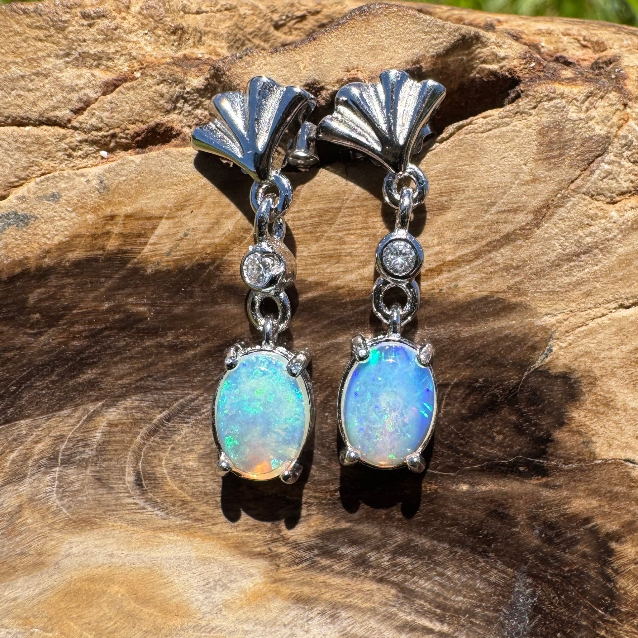 Bluewater Wavebeam - 1.2ct Lightning Ridge Opal 925 Silver Earrings