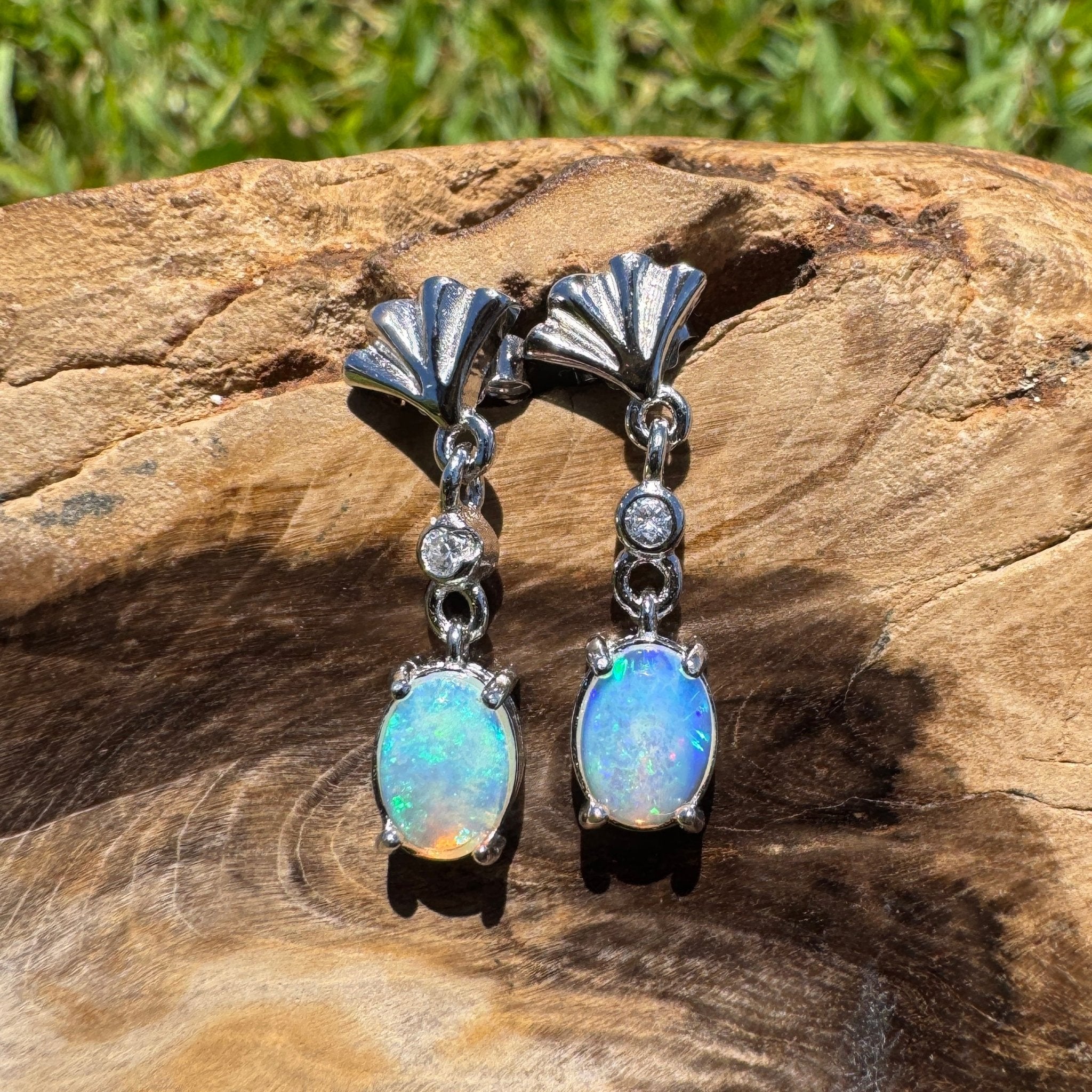 Bluewater Wavebeam - 1.2ct Lightning Ridge Opal 925 Silver Earrings