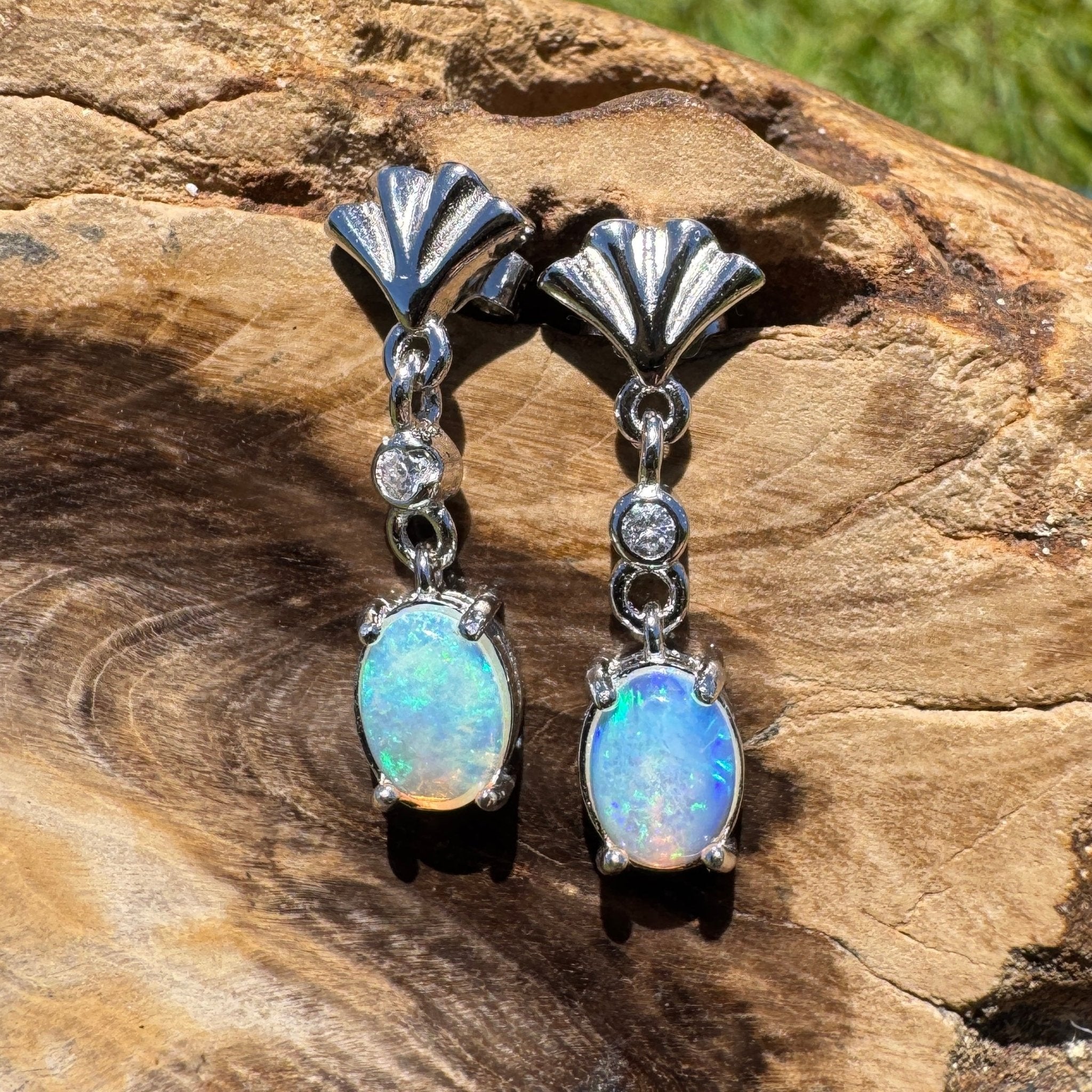 Bluewater Wavebeam - 1.2ct Lightning Ridge Opal 925 Silver Earrings