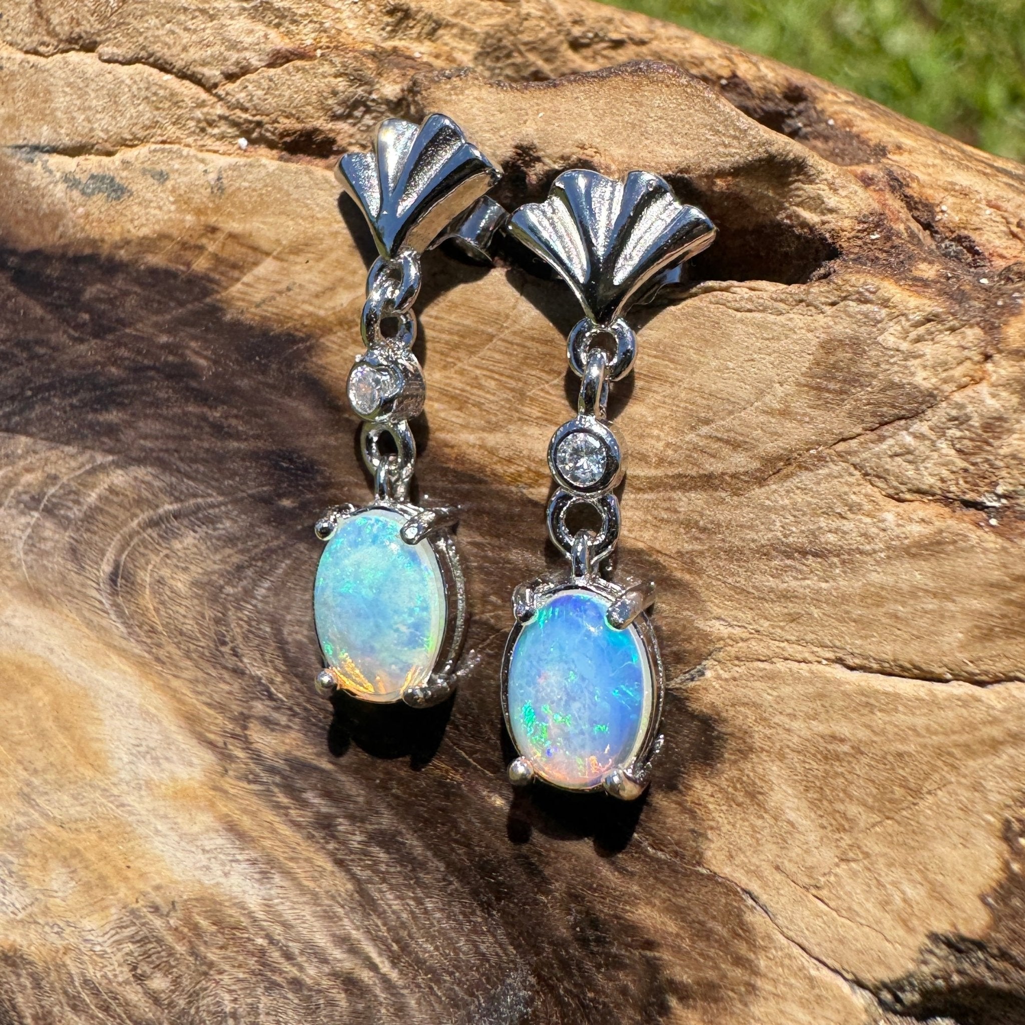 Bluewater Wavebeam - 1.2ct Lightning Ridge Opal 925 Silver Earrings