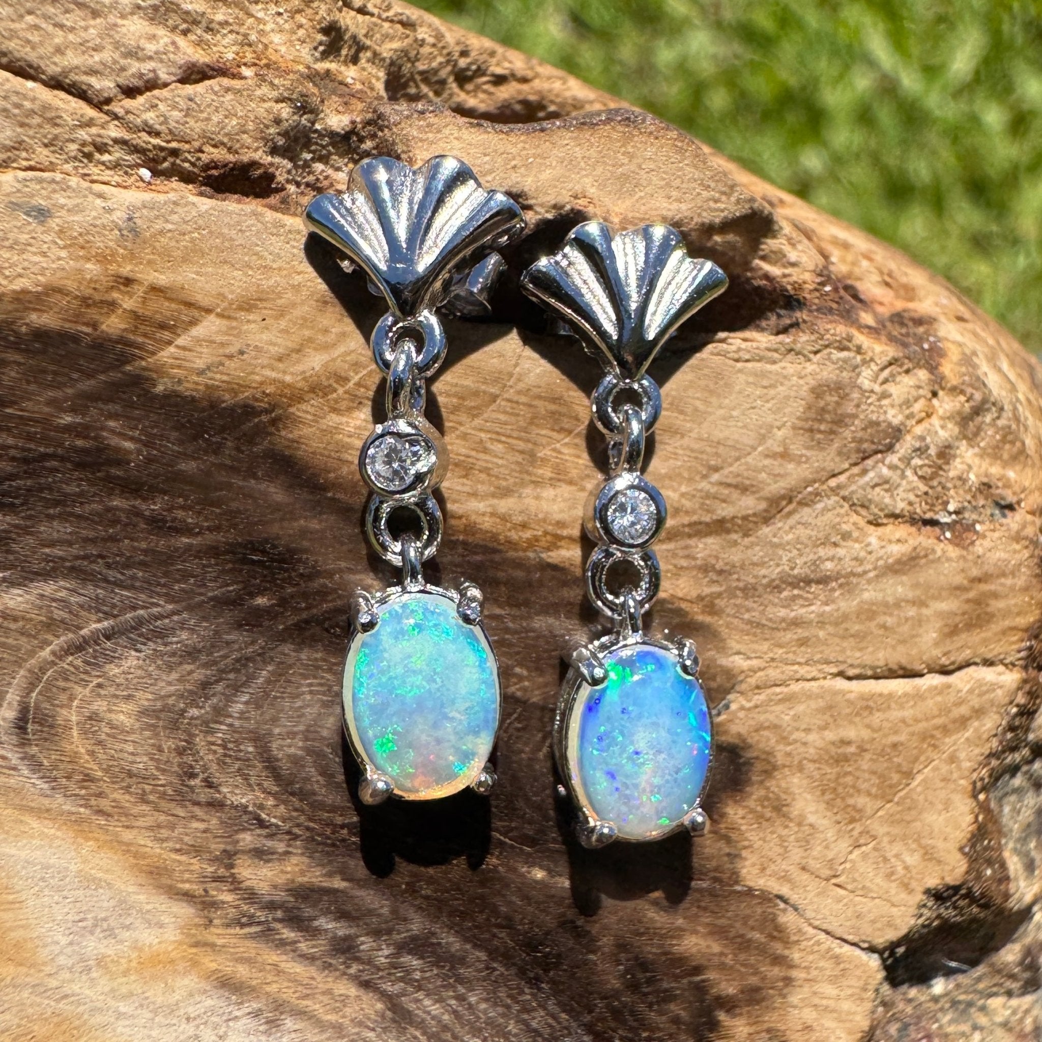 Bluewater Wavebeam - 1.2ct Lightning Ridge Opal 925 Silver Earrings