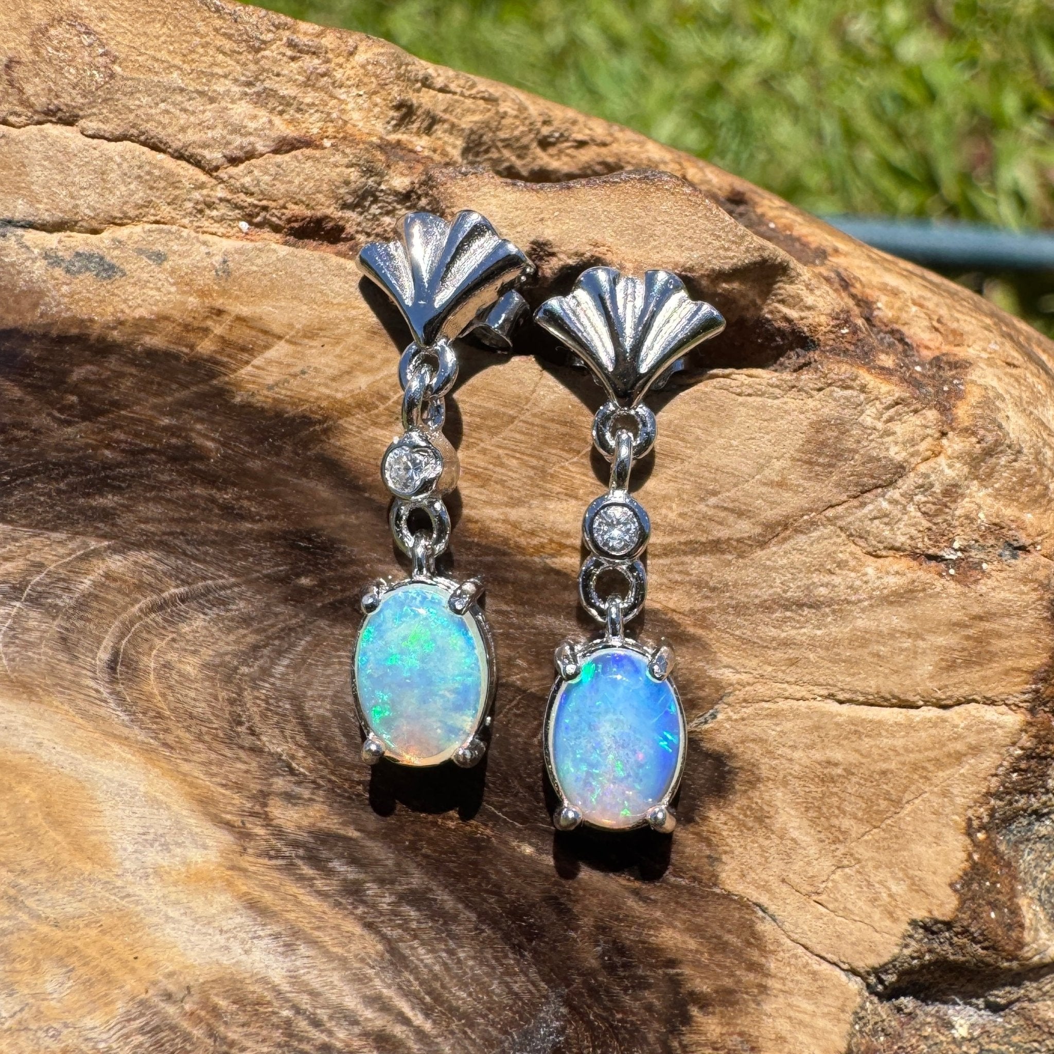 Bluewater Wavebeam - 1.2ct Lightning Ridge Opal 925 Silver Earrings