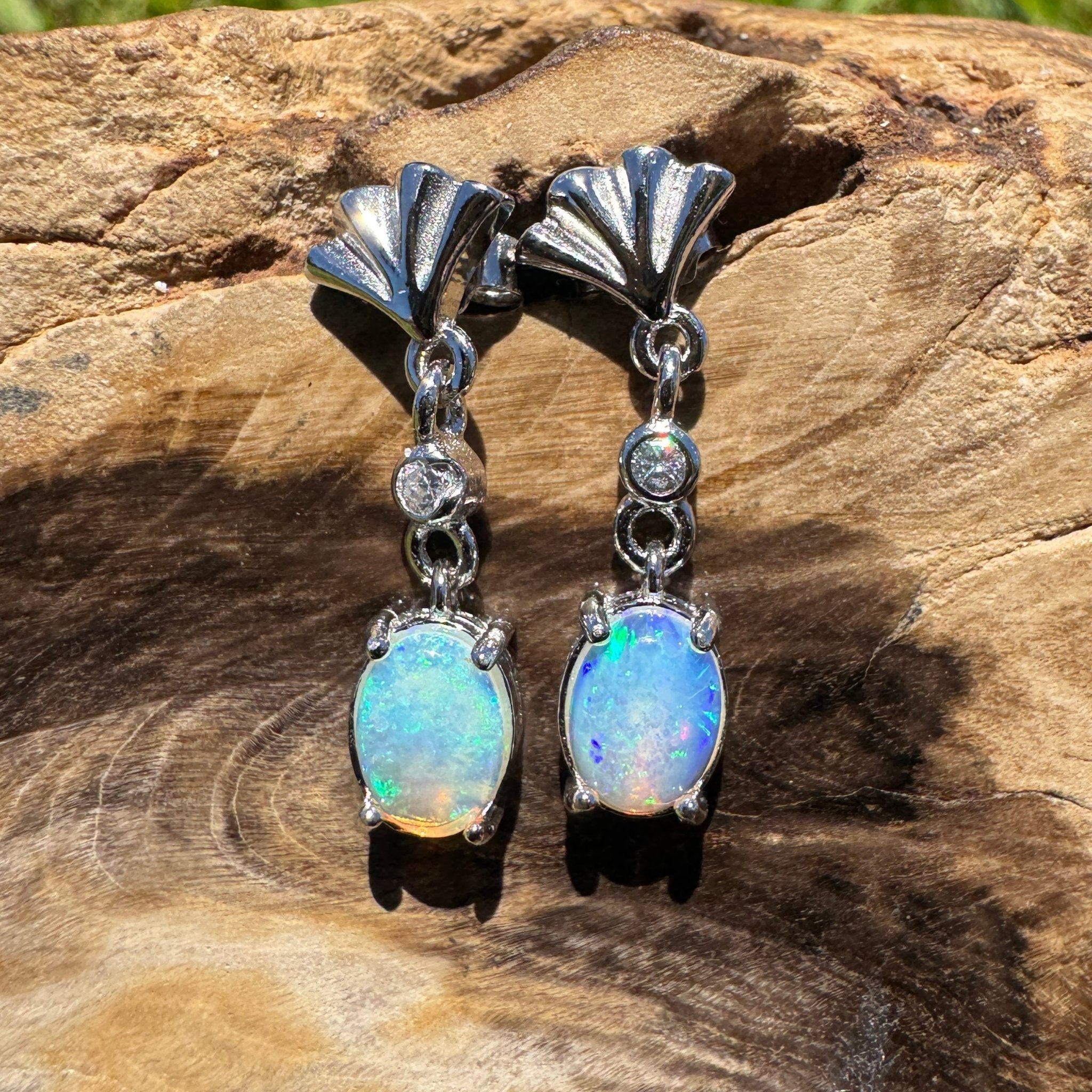 Bluewater Wavebeam - 1.2ct Lightning Ridge Opal 925 Silver Earrings