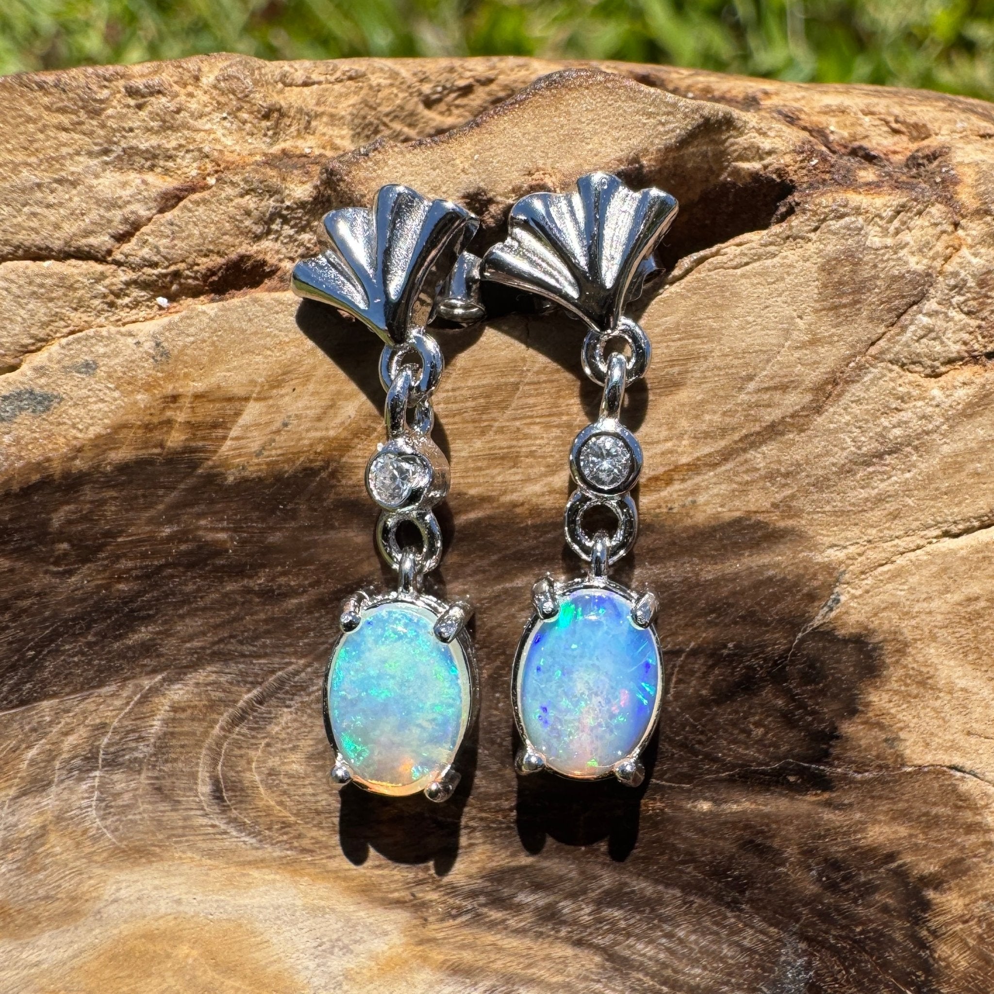 Bluewater Wavebeam - 1.2ct Lightning Ridge Opal 925 Silver Earrings