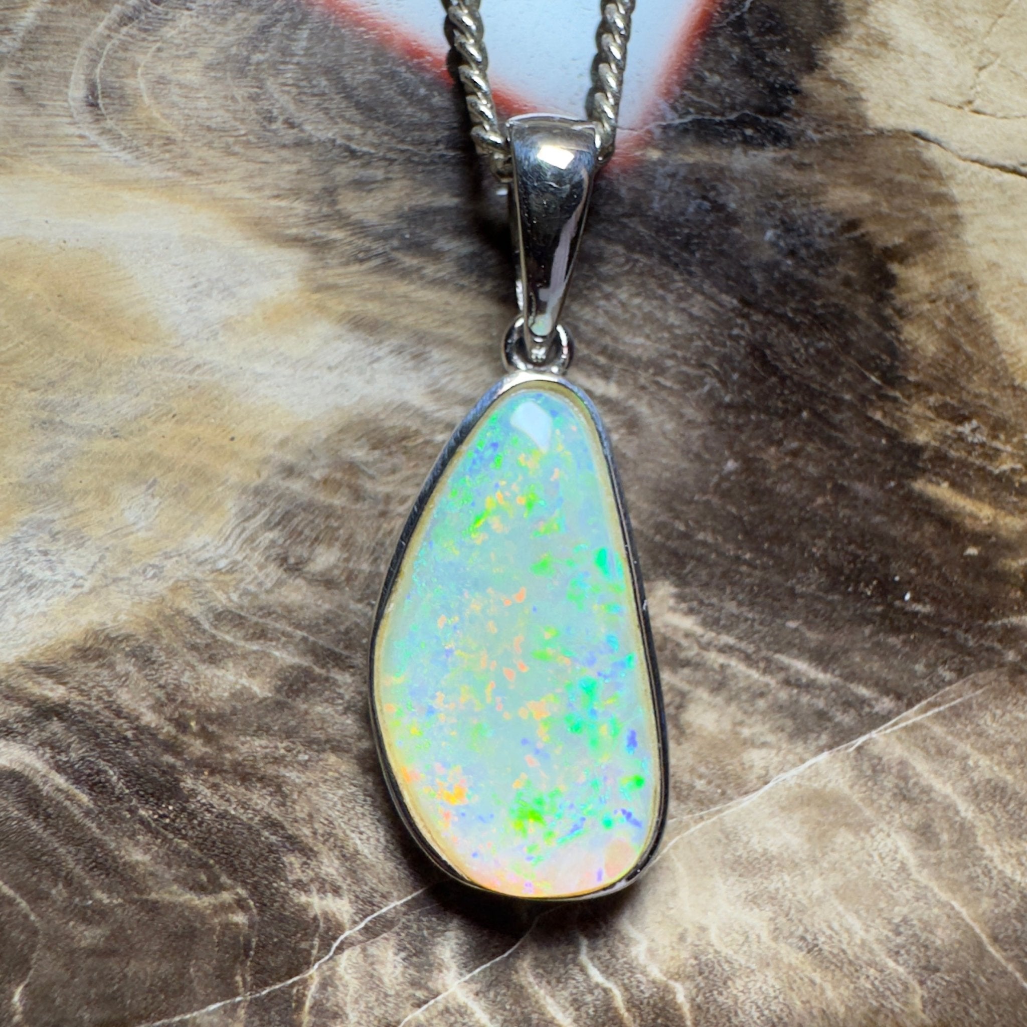 Bondi Beach Brightness ~ 2.1ct Coober Pedy Opal 925 Silver Pendant