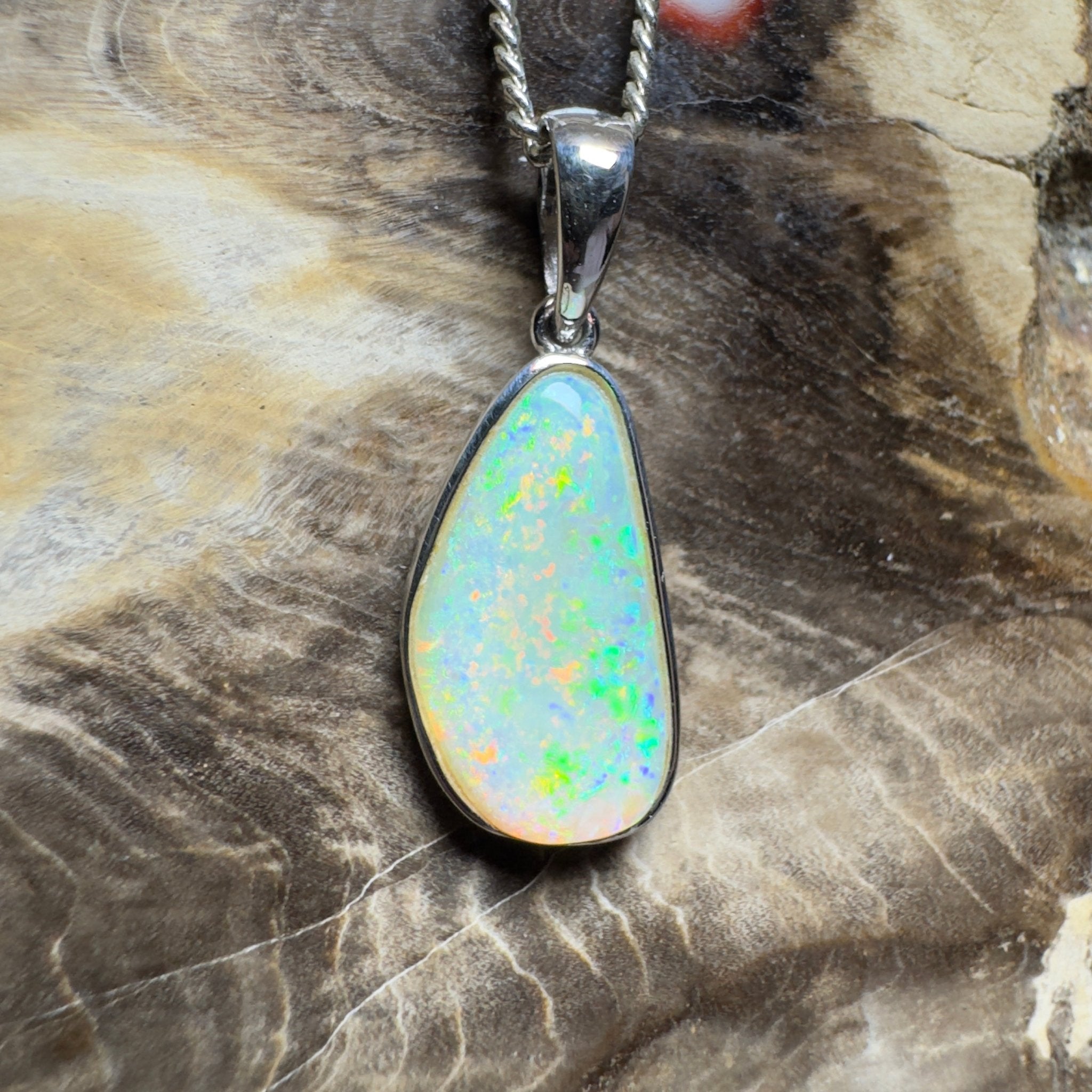 Bondi Beach Brightness ~ 2.1ct Coober Pedy Opal 925 Silver Pendant