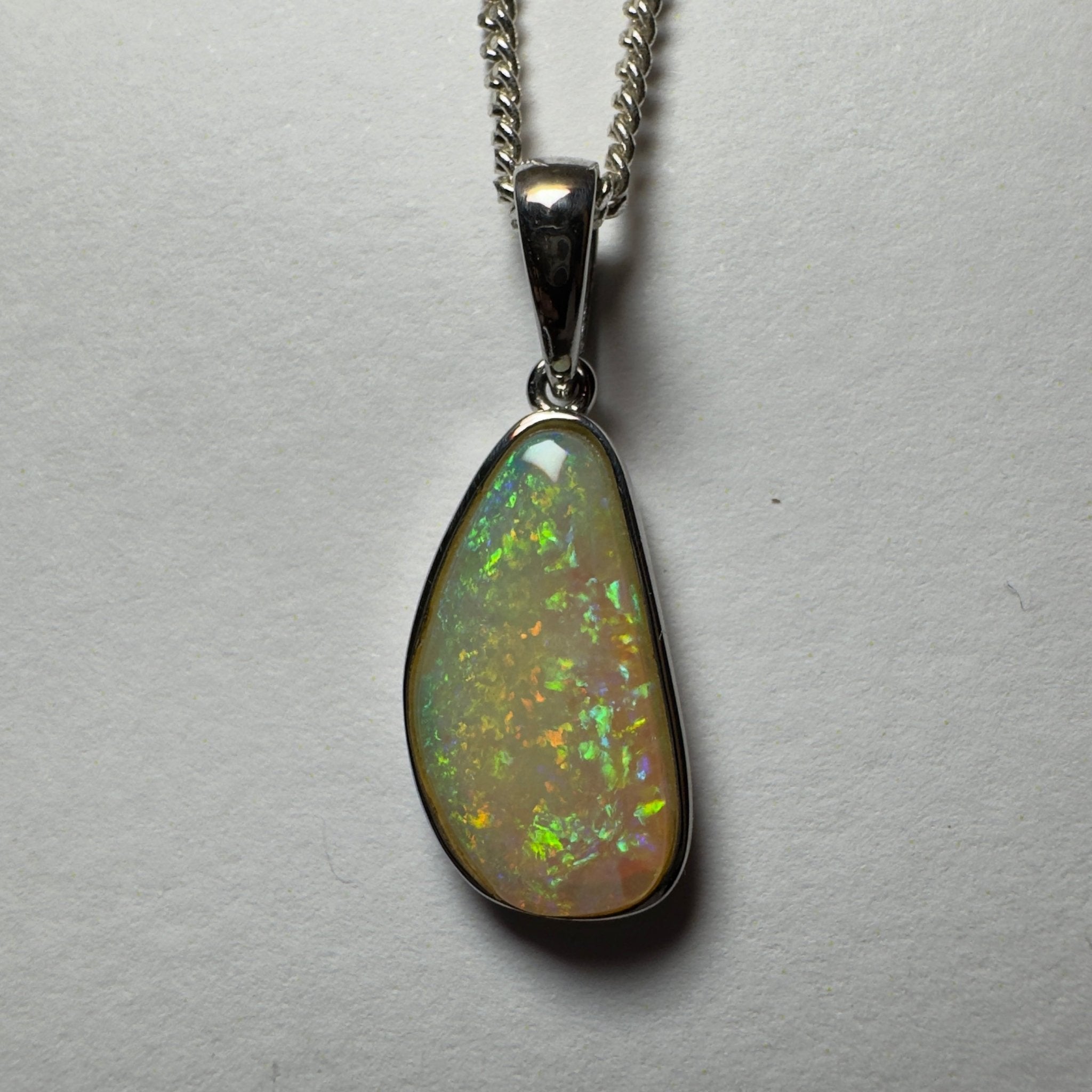 Bondi Beach Brightness ~ 2.1ct Coober Pedy Opal 925 Silver Pendant