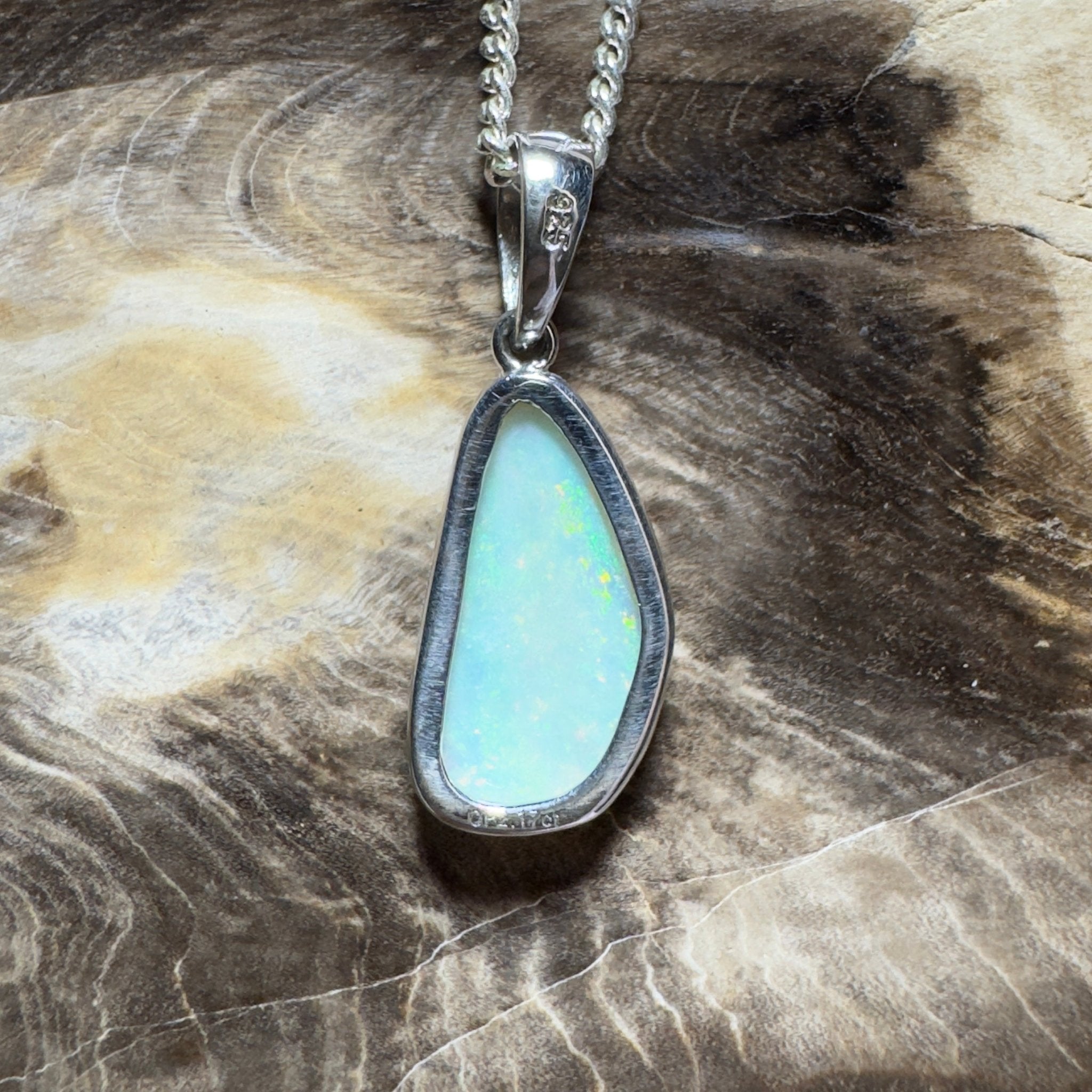 Bondi Beach Brightness ~ 2.1ct Coober Pedy Opal 925 Silver Pendant