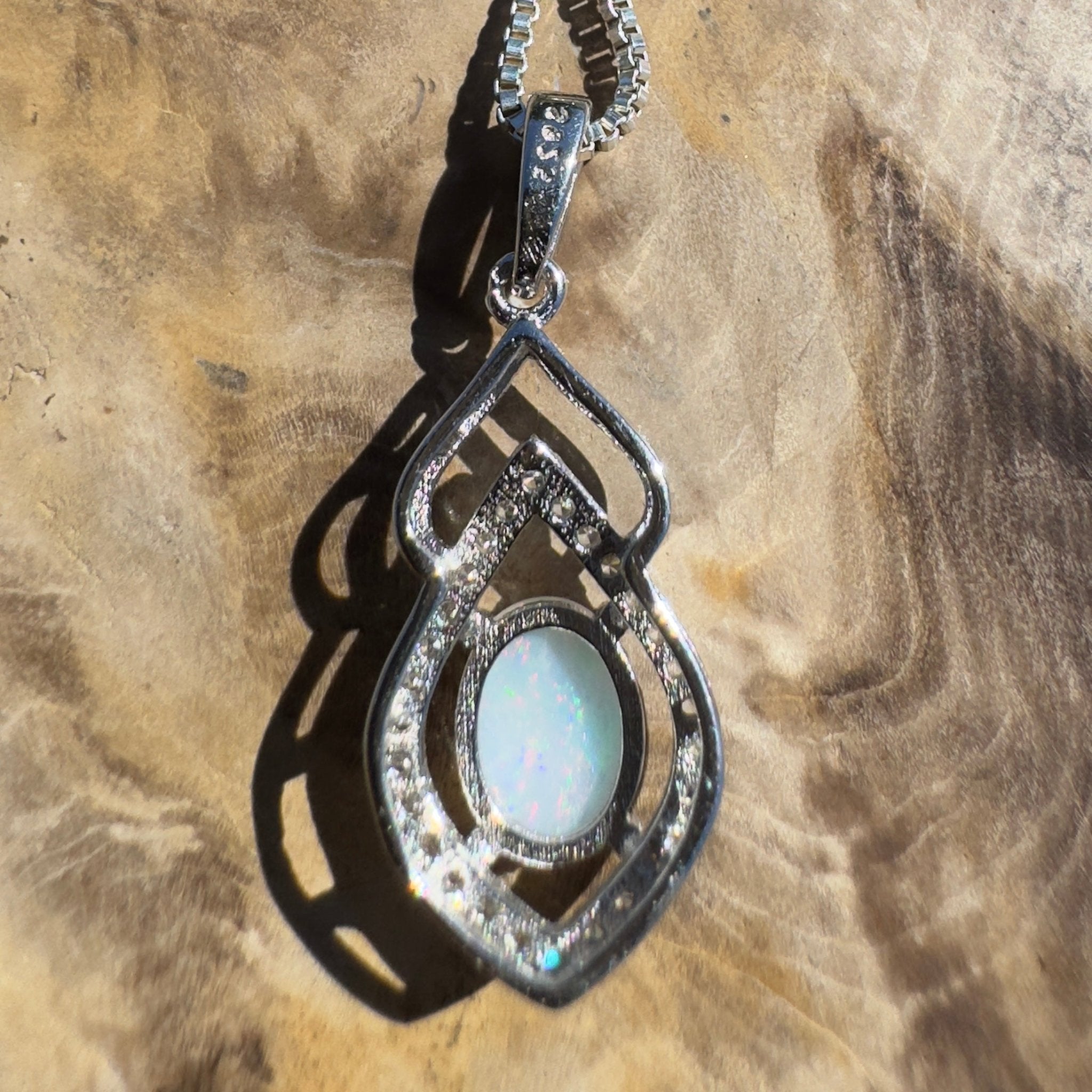 Breakaway Grace - 0.8ct Coober Pedy Opal 925 Silver Pendant