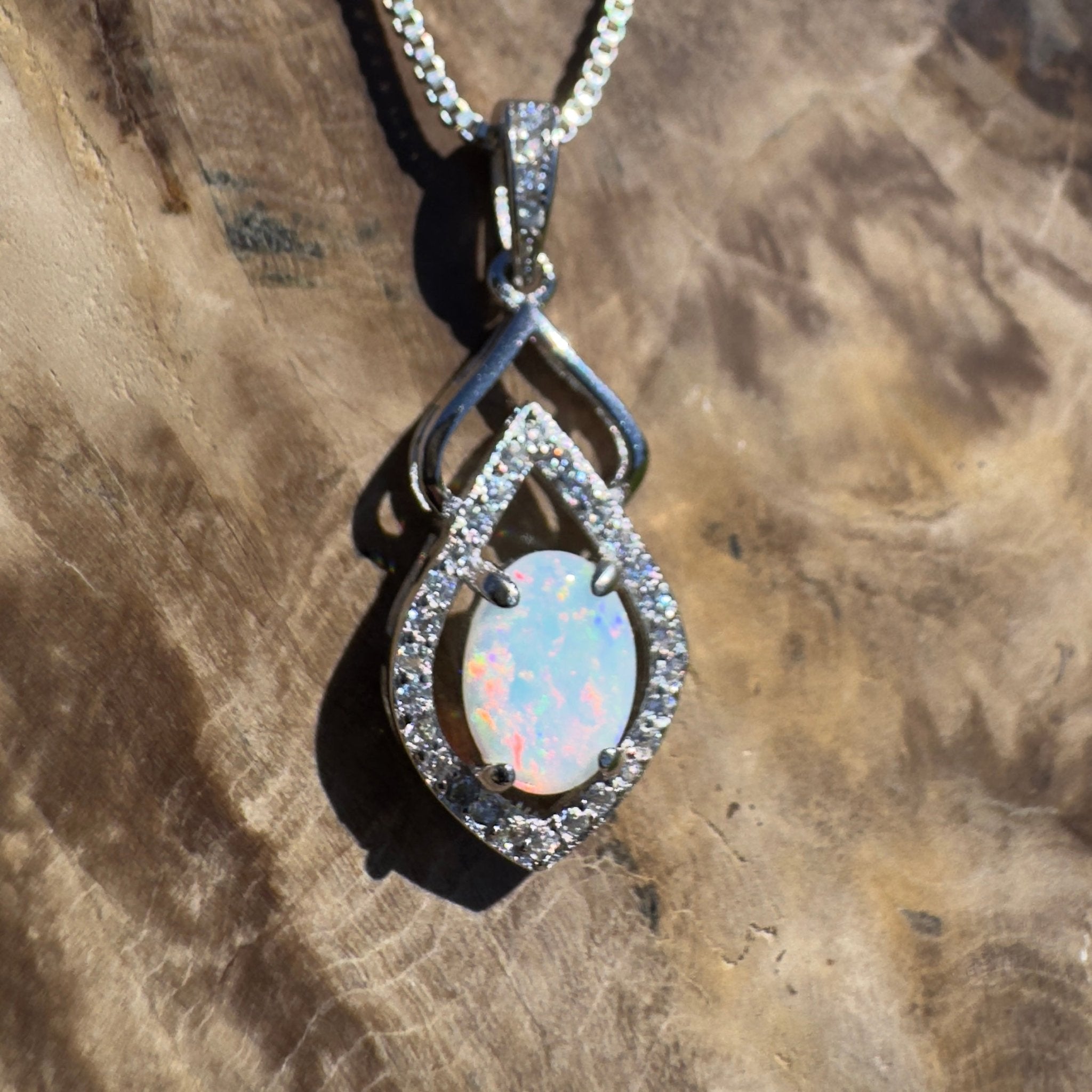 Breakaway Grace - 0.8ct Coober Pedy Opal 925 Silver Pendant