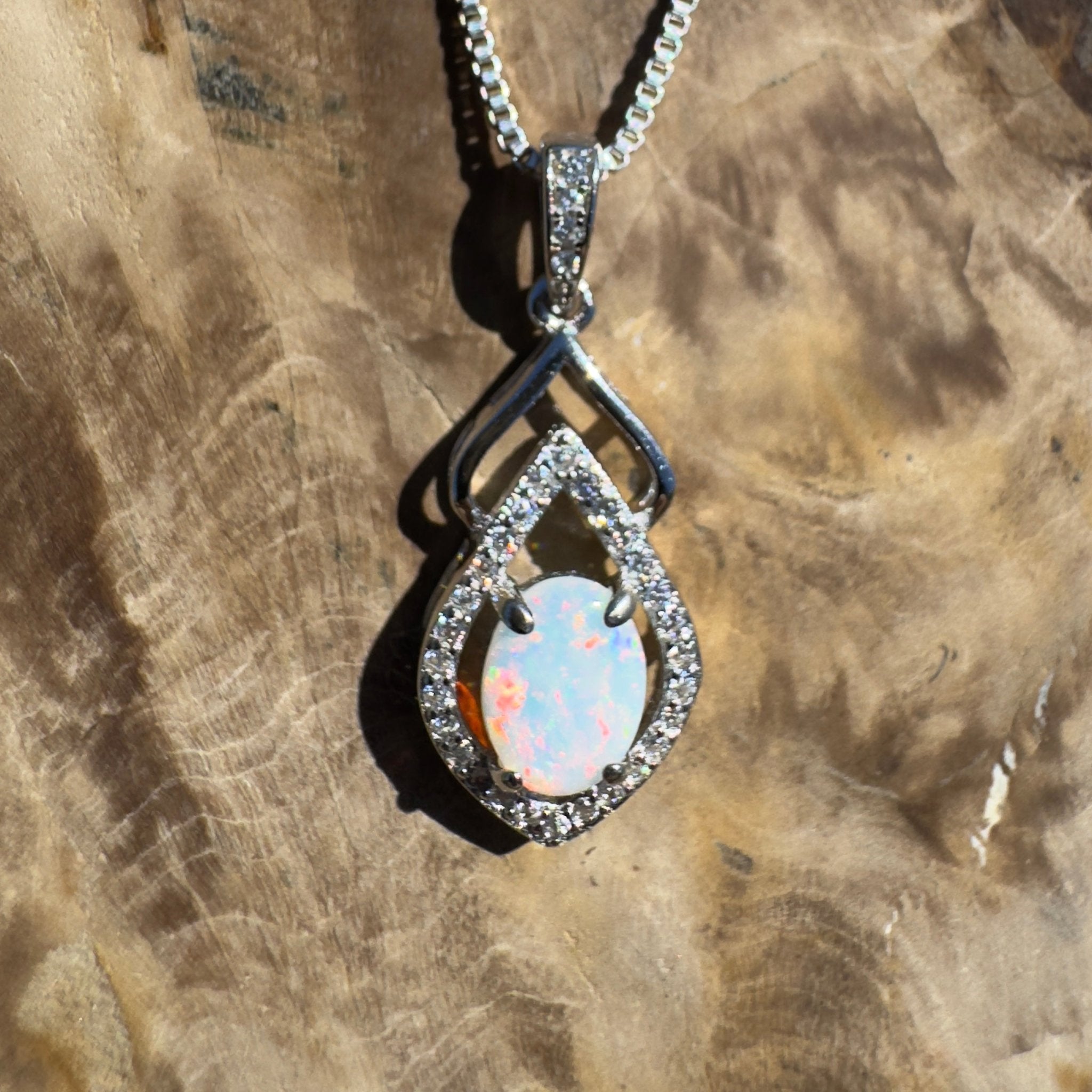 Breakaway Grace - 0.8ct Coober Pedy Opal 925 Silver Pendant