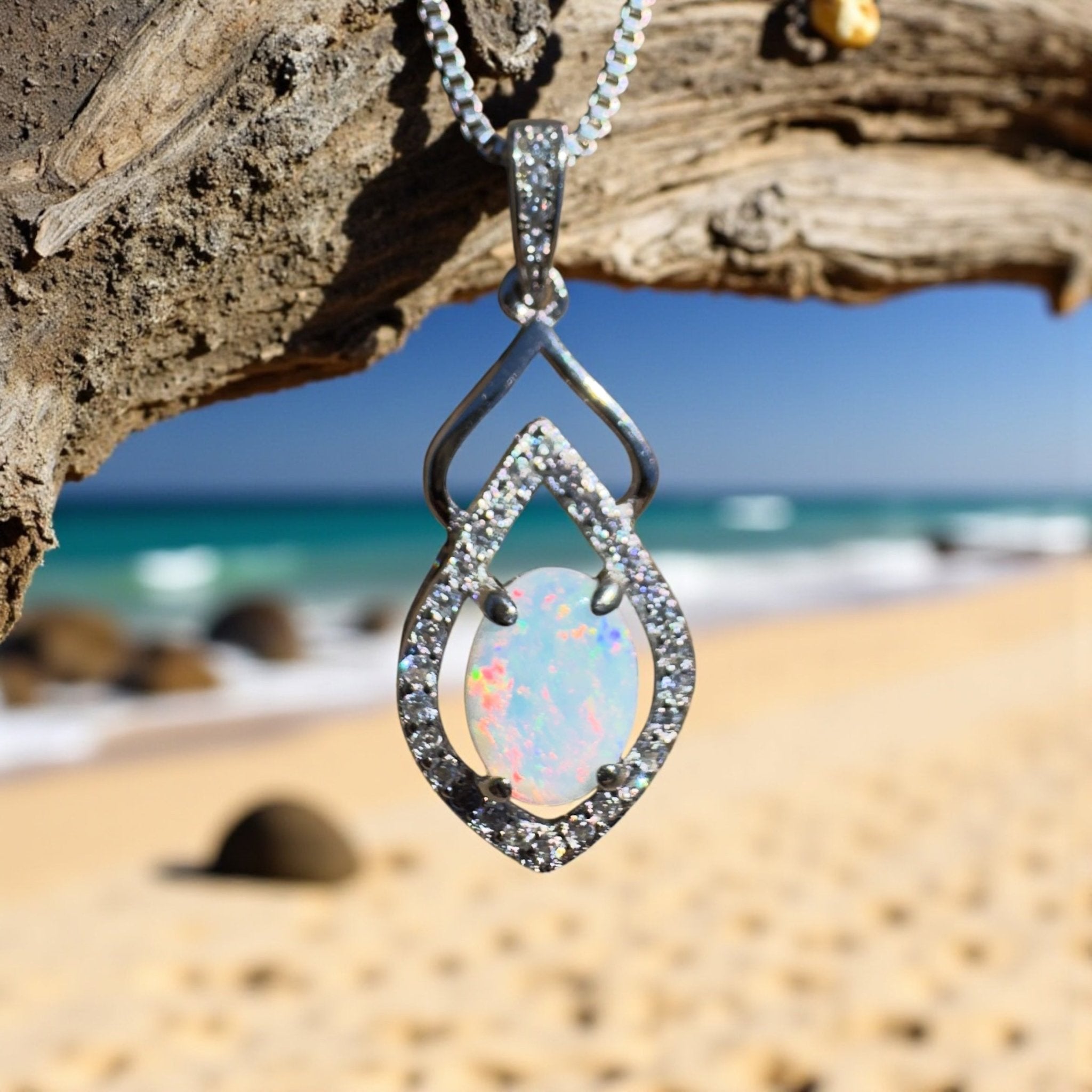 Breakaway Grace - 0.8ct Coober Pedy Opal 925 Silver Pendant