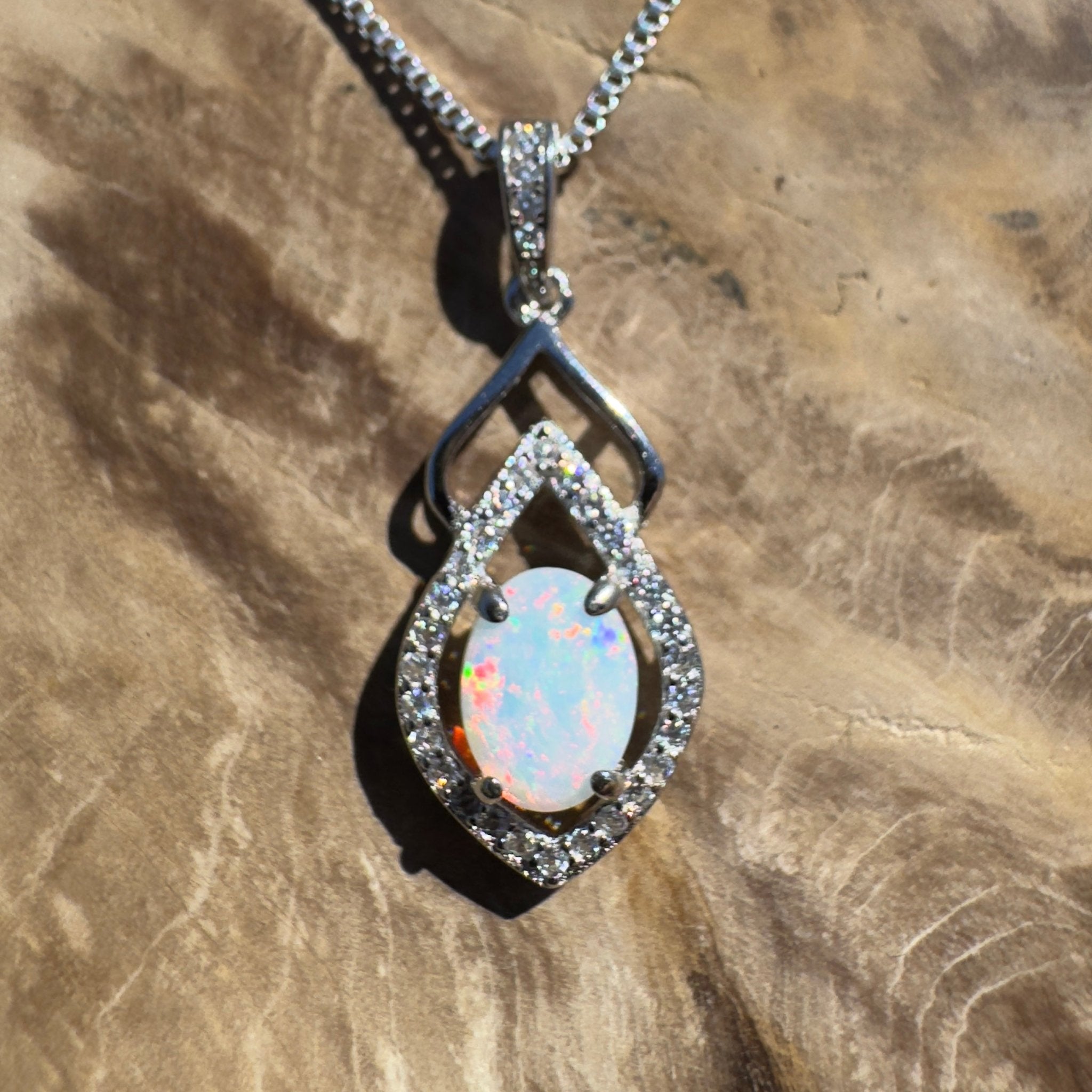 Breakaway Grace - 0.8ct Coober Pedy Opal 925 Silver Pendant