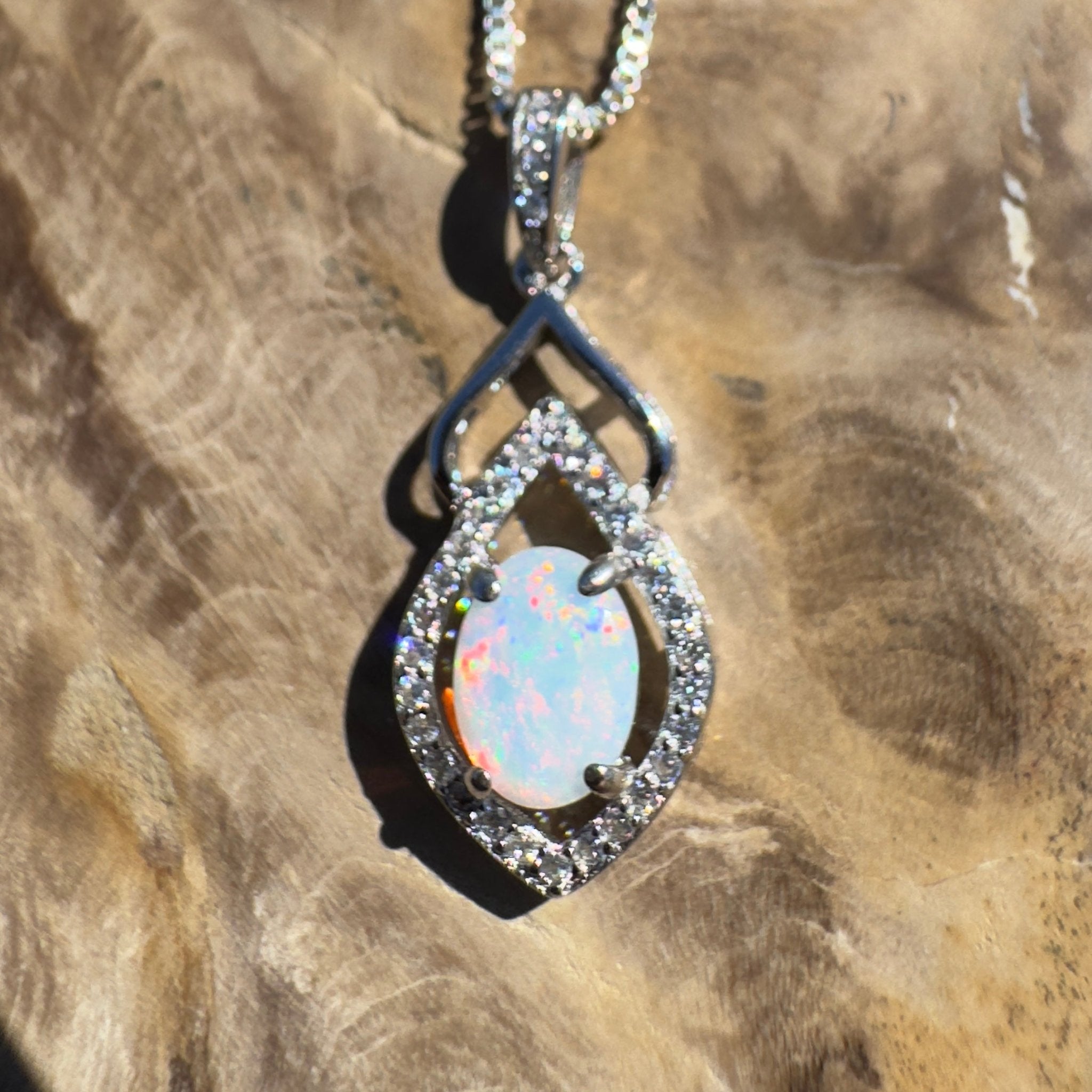Breakaway Grace - 0.8ct Coober Pedy Opal 925 Silver Pendant