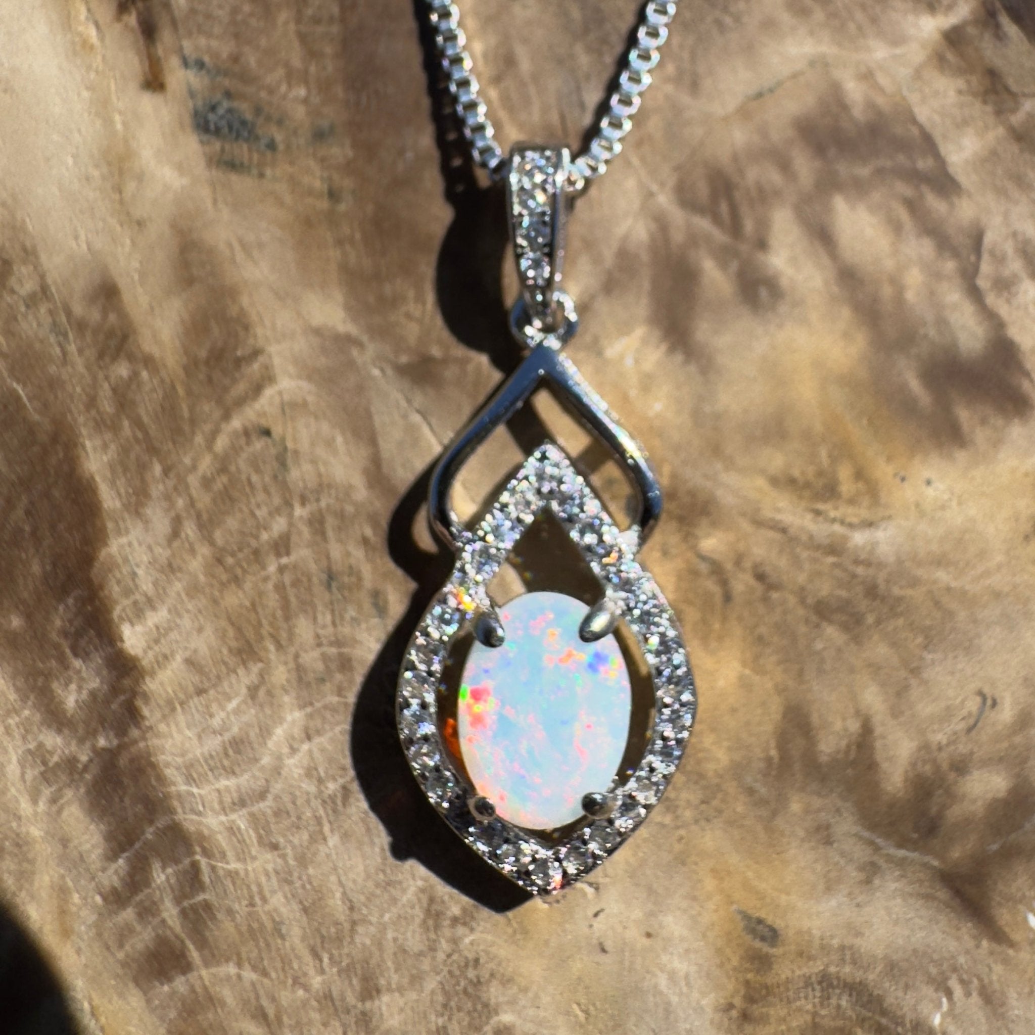 Breakaway Grace - 0.8ct Coober Pedy Opal 925 Silver Pendant